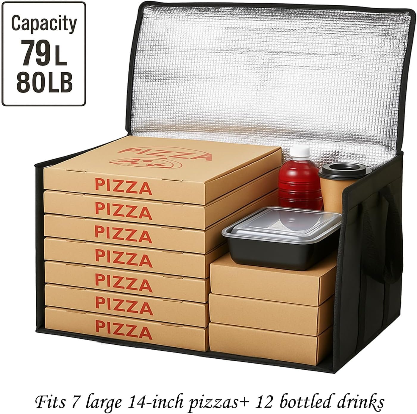 Großhandel XXXL Kühlertaschen für Lebensmittelanlieferungen, individuelle Logo-Lösungen, isolierte Einkaufstaschen für Catering und Pizzalieferungen, warmer und gefrorener Styroporträger für Reisen im Auto.