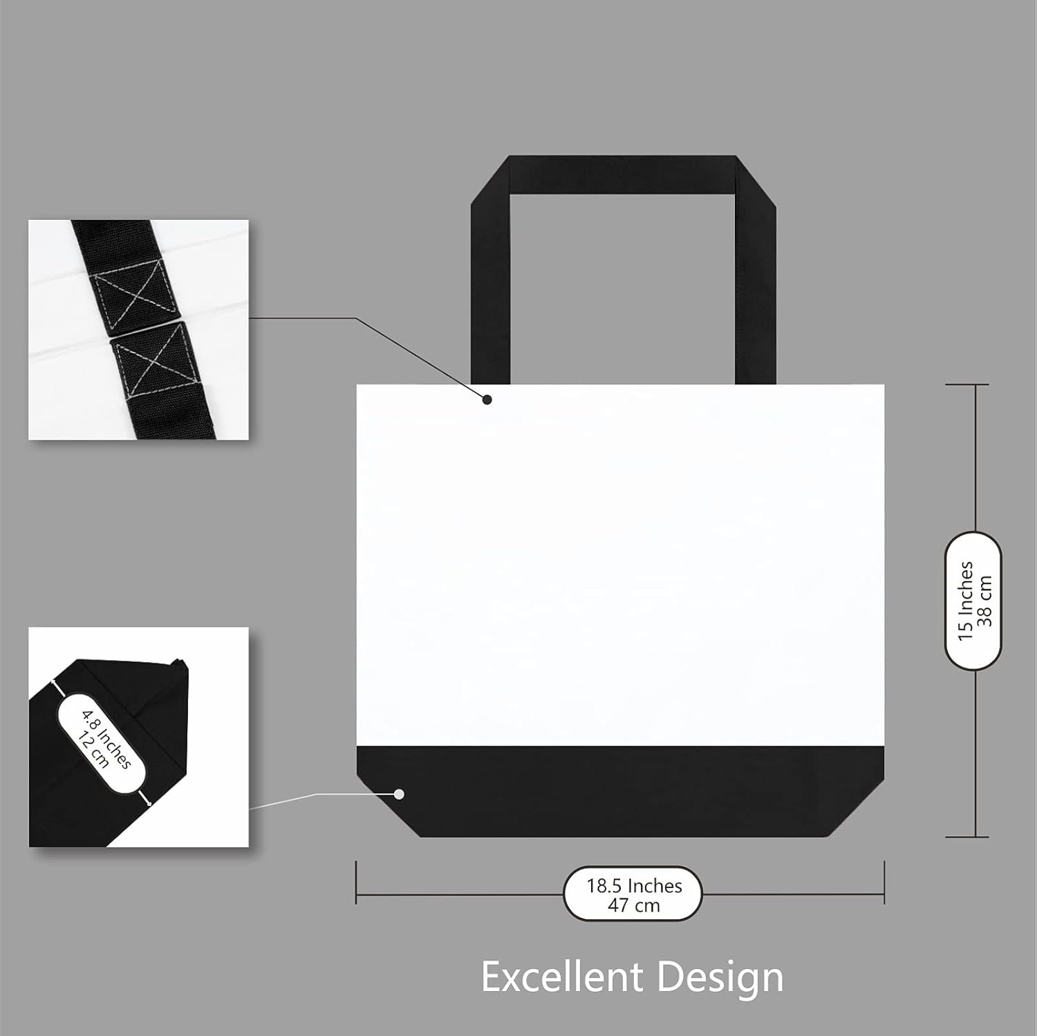 Großhandel Super Strong Large 12oz Baumwoll-Canvas-Tragetasche, wiederverwendbare Einkaufstasche, modische zweifarbige Tasche für Crafts und DIY, individuelles Logo, OEM, Packung mit 1 Stück.