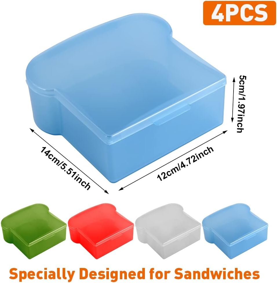 Großhandel 4PCS 20 Oz Sandwichbox im Toast-Design, Lebensmittelecht aus PP, OEM für Mikrowellenheizung und Tiefkühlung, Lebensmittelaufbewahrungsbehälter für die Mittagsvorbereitung