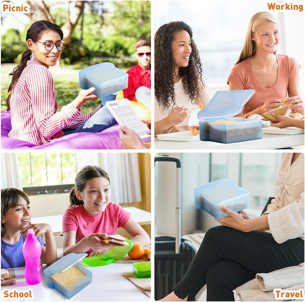 Großhandel 4PCS 20 Oz Sandwichbox im Toast-Design, Lebensmittelecht aus PP, OEM für Mikrowellenheizung und Tiefkühlung, Lebensmittelaufbewahrungsbehälter für die Mittagsvorbereitung