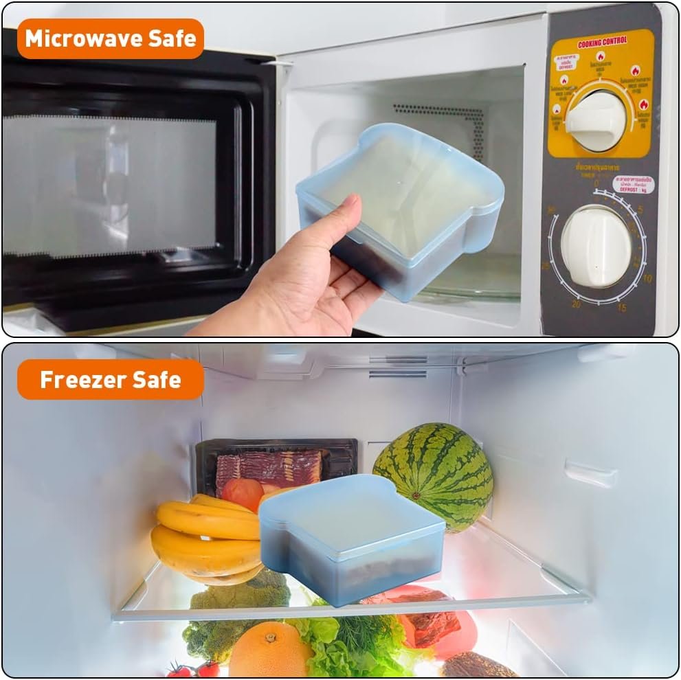 Großhandel 4PCS 20 Oz Sandwichbox im Toast-Design, Lebensmittelecht aus PP, OEM für Mikrowellenheizung und Tiefkühlung, Lebensmittelaufbewahrungsbehälter für die Mittagsvorbereitung