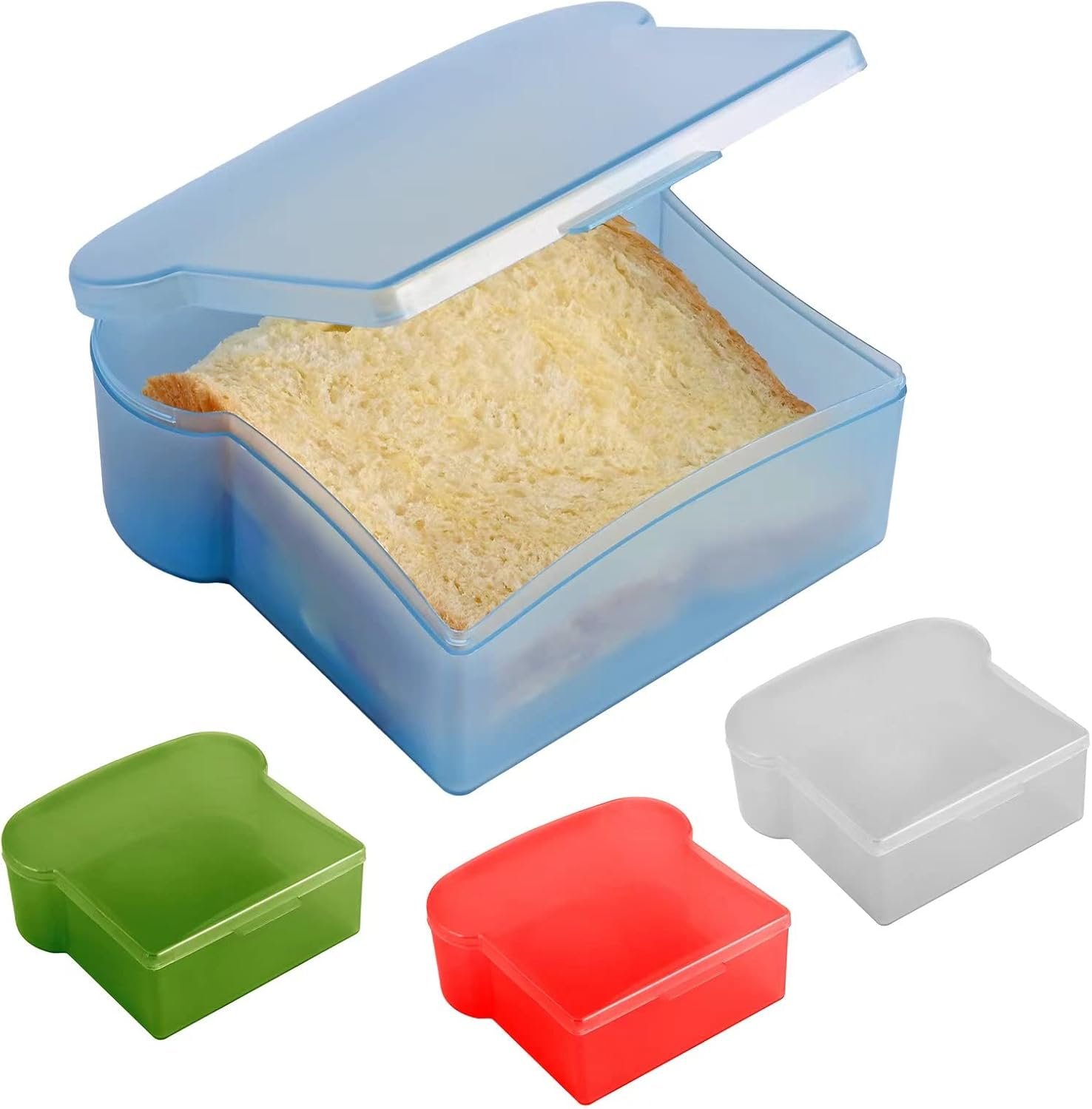 Großhandel 4PCS 20 Oz Sandwichbox im Toast-Design, Lebensmittelecht aus PP, OEM für Mikrowellenheizung und Tiefkühlung, Lebensmittelaufbewahrungsbehälter für die Mittagsvorbereitung