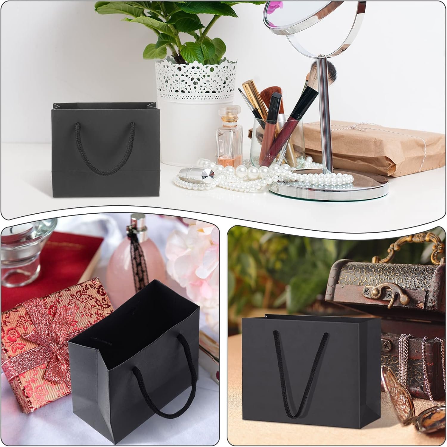 Großhandel von 100 Stück dicken schwarzen Mini-Geschenktüten mit Griffen, 3,9 x 4,7 x 2,4 Zoll kleine Papiertüten für kleine Unternehmen, Hochzeiten, Partys, individuelles Logo und OEM. Großhandel von 100 Stück dicken schwarzen Mini-Geschenktüten mit Griffen, 3,9 x 4,7 x 2,4 Zoll kleine Papiertüten für kleine Unternehmen, Hochzeiten, Partys, individuelles Logo und OEM.
