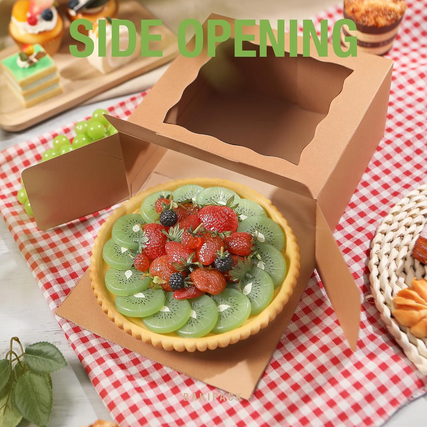 Großhandel 25 Kraft Bakery Boxes mit Fenster, 8x8x4 Zoll Kuchenboxen für Gebäck, Muffins, Cookies, OEM Behandlung, individuelles Logo Großhandel 25 Kraft Bakery Boxes mit Fenster, 8x8x4 Zoll Kuchenboxen für Gebäck, Muffins, Cookies, OEM Behandlung, individuelles Logo