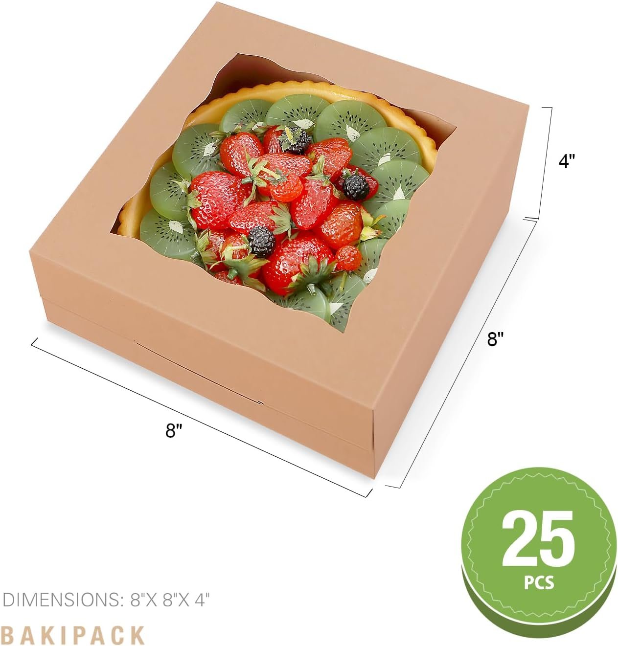 Großhandel 25 Kraft Bakery Boxes mit Fenster, 8x8x4 Zoll Kuchenboxen für Gebäck, Muffins, Cookies, OEM Behandlung, individuelles Logo Großhandel 25 Kraft Bakery Boxes mit Fenster, 8x8x4 Zoll Kuchenboxen für Gebäck, Muffins, Cookies, OEM Behandlung, individuelles Logo