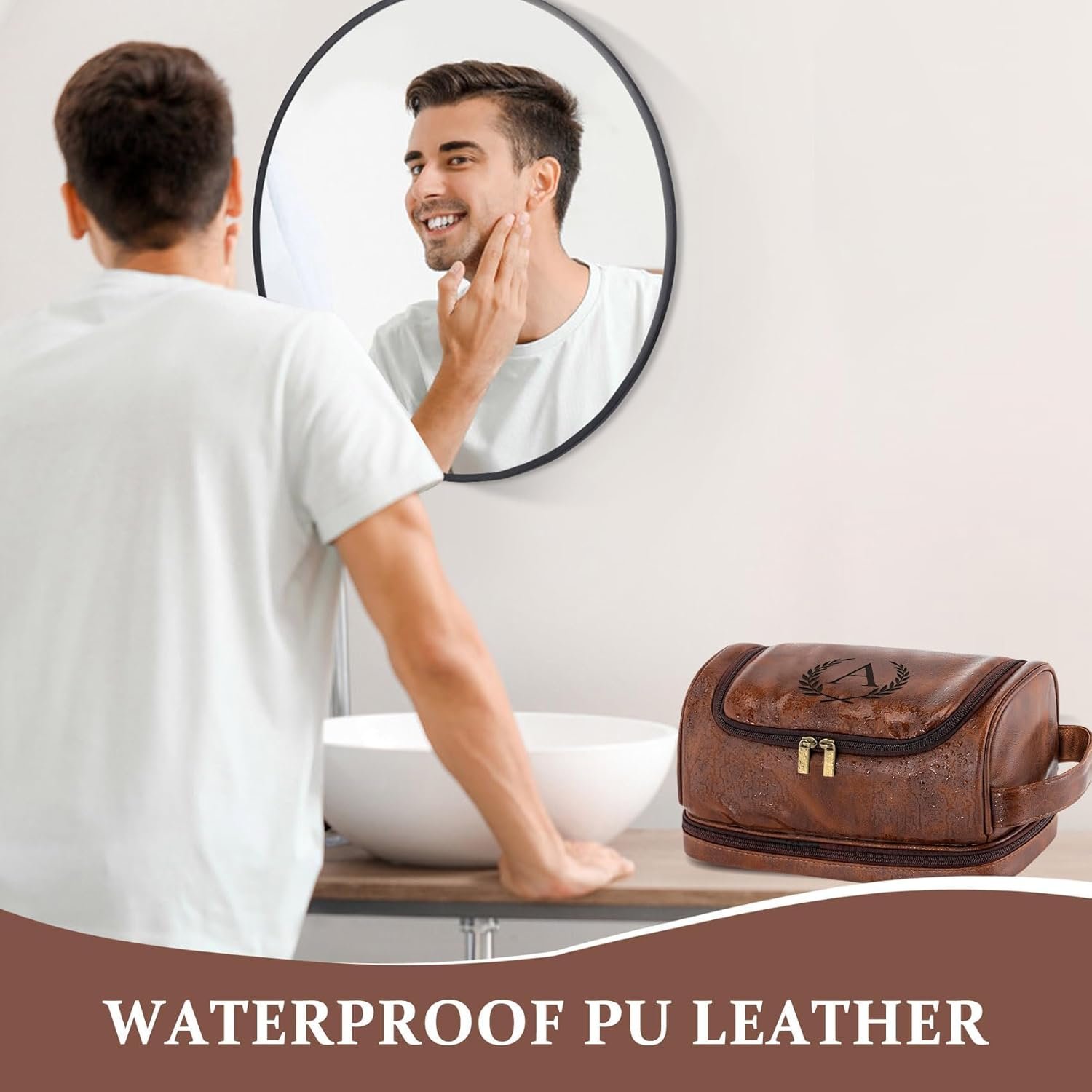 Großhandel personalisierte Kulturbeutel für Männer, individuelles Logo PU-Leder wasserfeste Dopp Kit für Reisen, Hersteller von maßgeschneiderten Toiletry Organisern in Reddish Brown, Bulk Geschenke für Männer. Großhandel personalisierte Kulturbeutel für Männer, individuelles Logo PU-Leder wasserfeste Dopp Kit für Reisen, Hersteller von maßgeschneiderten Toiletry Organisern in Reddish Brown, Bulk Geschenke für Männer.
