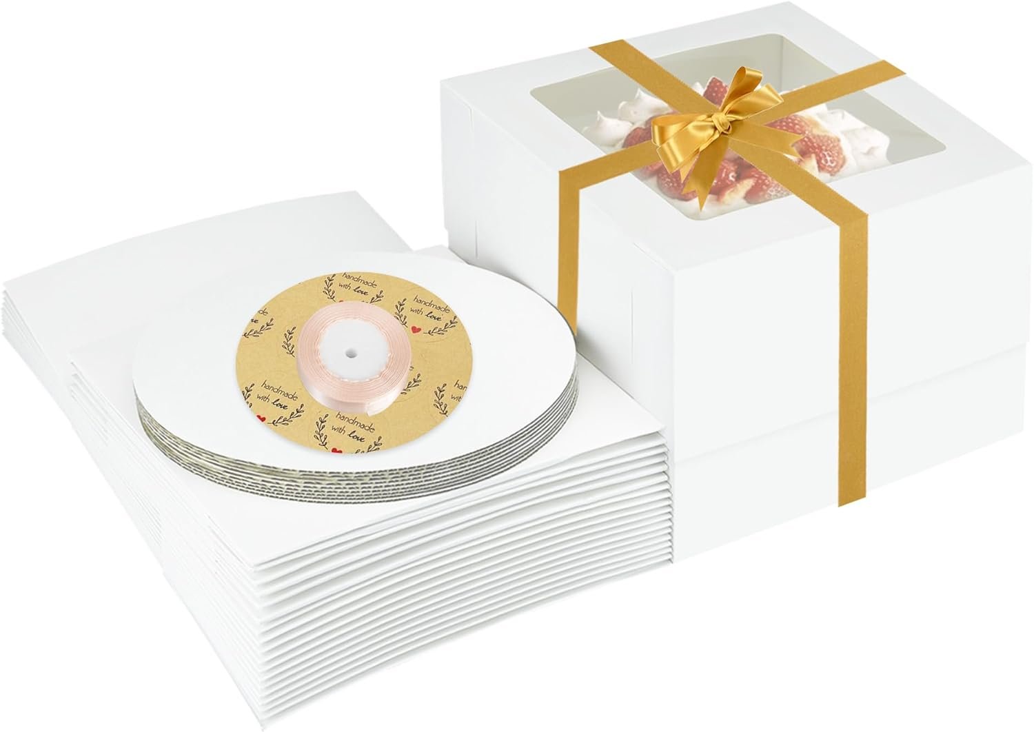 Großhandel hochwertige mehrschichtige Kuchenboxen 10 Stück 10x10x8 Zoll mit Fenster, individuell gestaltbare Kuchenboards für Geburtstag, Hochzeit und Erntedankfest, Hersteller von zuverlässigen Verpackungslösungen.