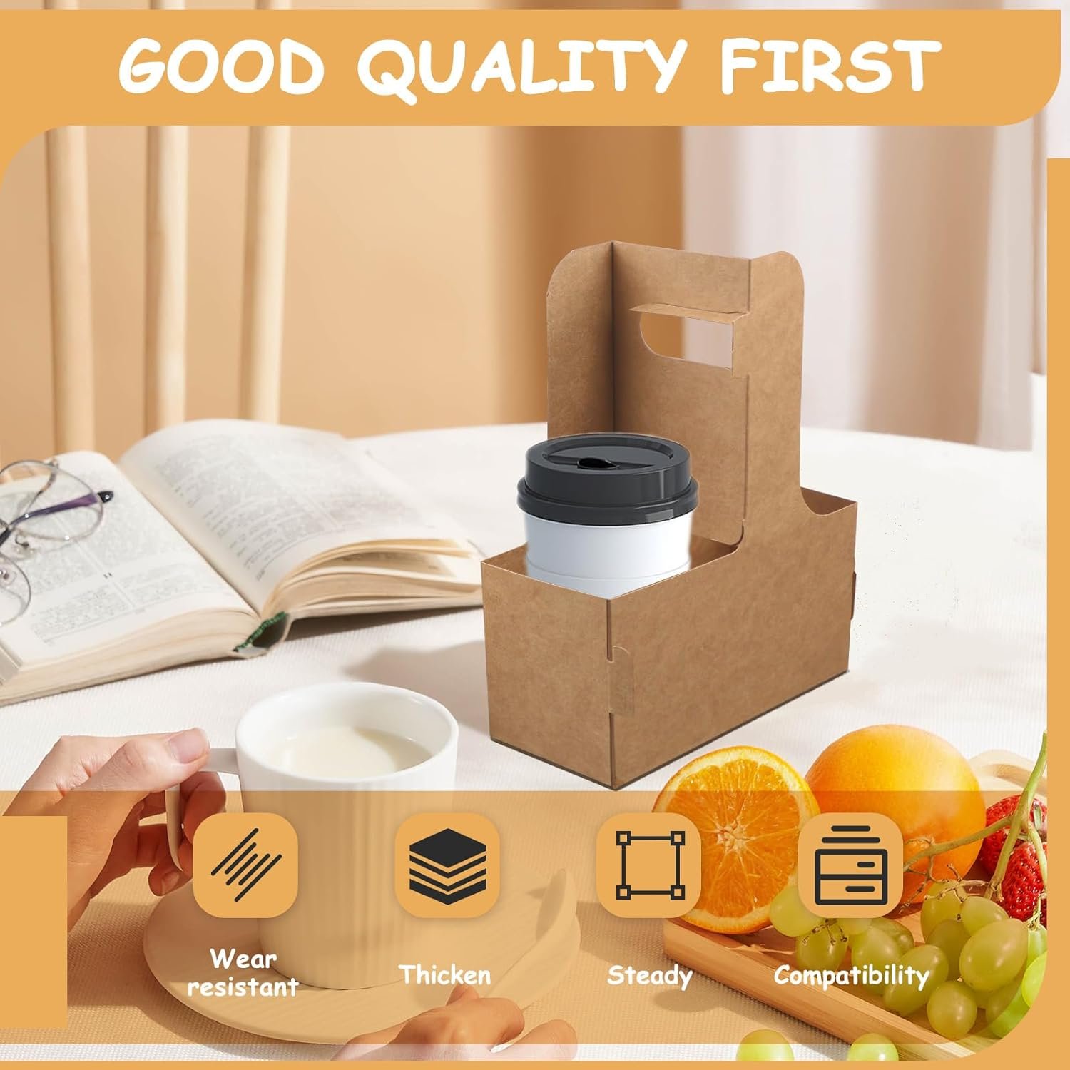 Großhandel 20 Stück tragbare Trinkträger mit Griff für Lieferung, 2 Tassen Kraftpapier Kaffeehalter, OEM zusammenklappbarer To-Go-Halter für heiße oder kalte Getränke. Großhandel 20 Stück tragbare Trinkträger mit Griff für Lieferung, 2 Tassen Kraftpapier Kaffeehalter, OEM zusammenklappbarer To-Go-Halter für heiße oder kalte Getränke.