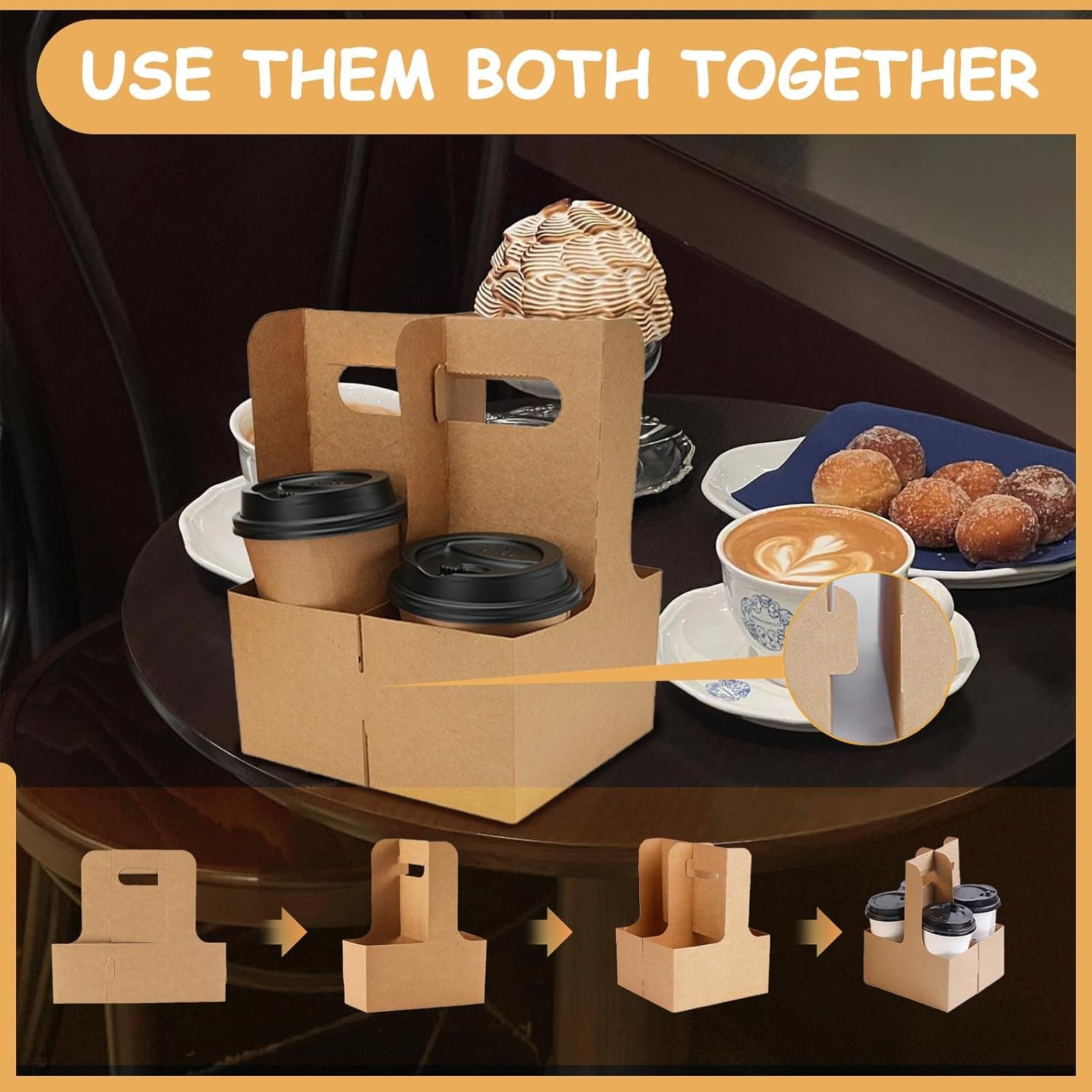 Großhandel 20 Stück tragbare Trinkträger mit Griff für Lieferung, 2 Tassen Kraftpapier Kaffeehalter, OEM zusammenklappbarer To-Go-Halter für heiße oder kalte Getränke. Großhandel 20 Stück tragbare Trinkträger mit Griff für Lieferung, 2 Tassen Kraftpapier Kaffeehalter, OEM zusammenklappbarer To-Go-Halter für heiße oder kalte Getränke.