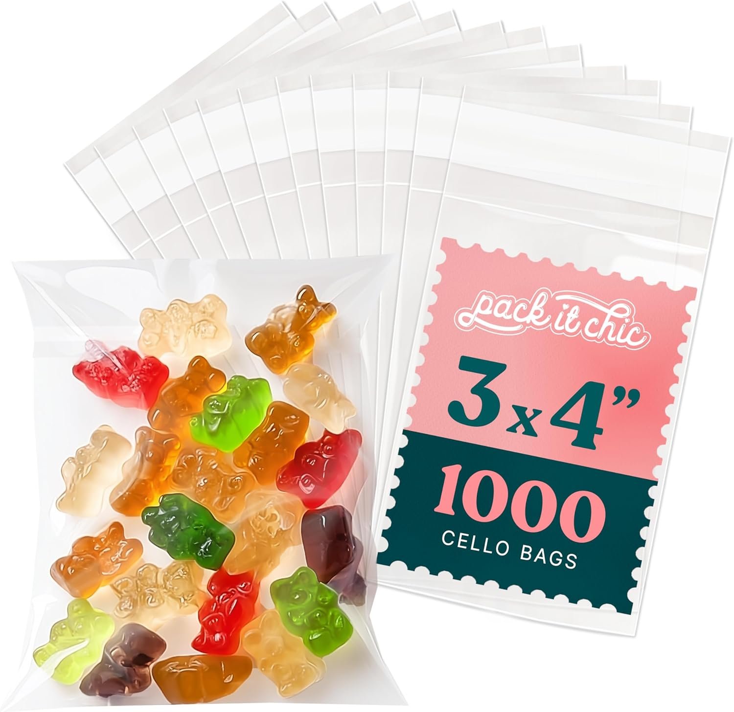 Großhandel 1000 Stück 3" X 4" selbstverschweißbare Zellophanbeutel - Klare Cookie-Beutel mit Siegel für Backwarenverpackung, OEM für Eigenmarken, Geschenke, Süßigkeiten, Partygeschenke