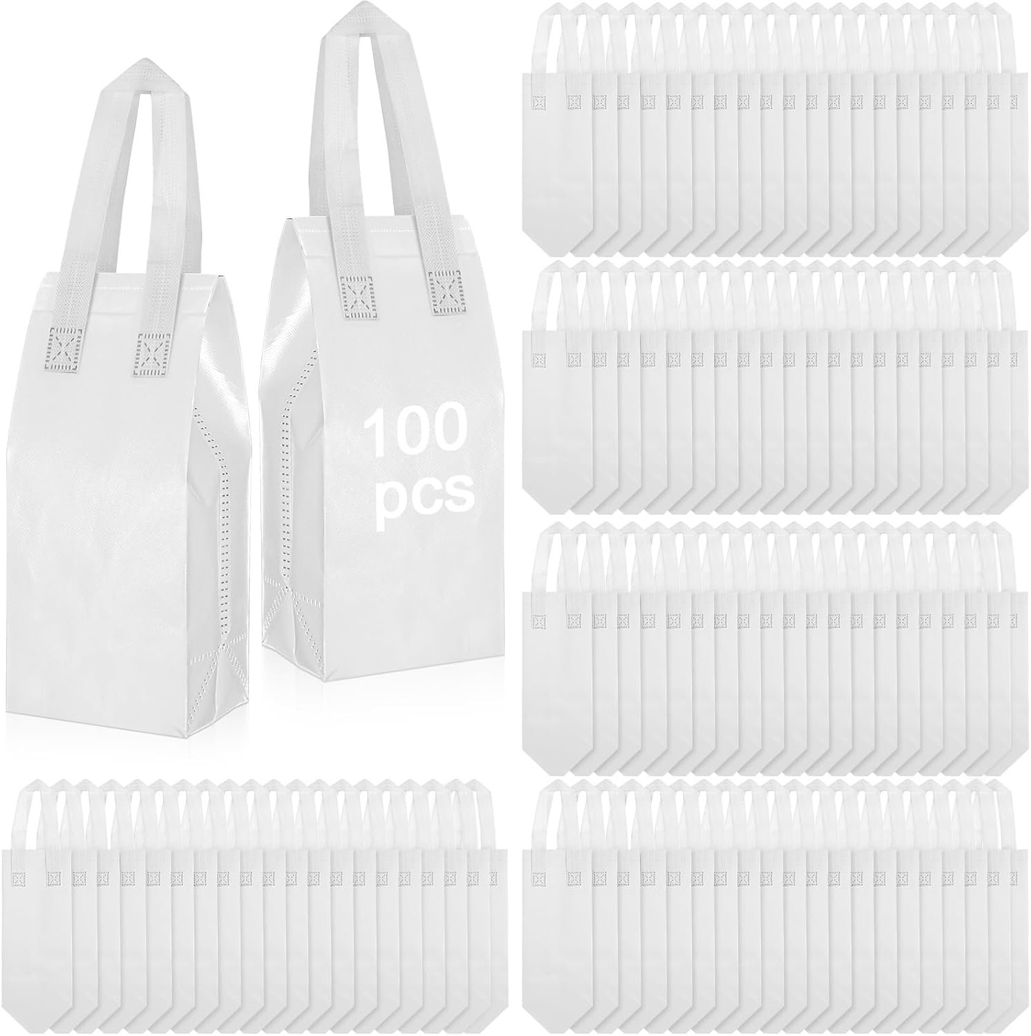 Großhandel 100 Stück isolierte Tragetaschen in Bulk, ideale Einweg-Lunch-Taschen für heiße und kalte Speisen, Individuelles Logo für Restaurants und Supermärkte, 4,7 x 11 x 4 Zoll (Weiß)