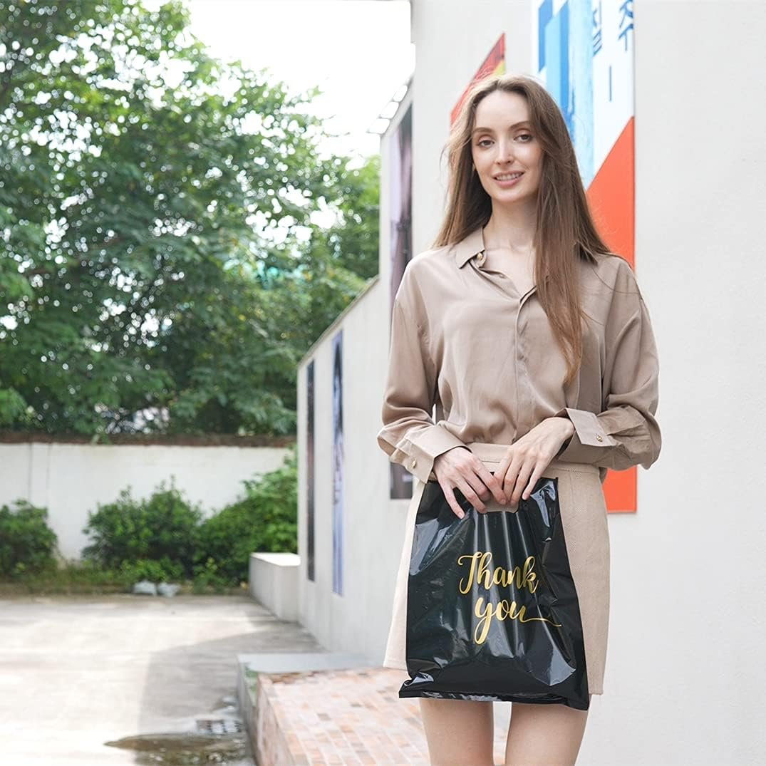 Großhandel 100 Stück Dankeschön-Tüten mit Griffen 12x15 Zoll extra dick 2,36 Mil wiederverwendbare Plastiktüten für Einzelhandel Boutique Geschenke Hersteller, individuelles Logo