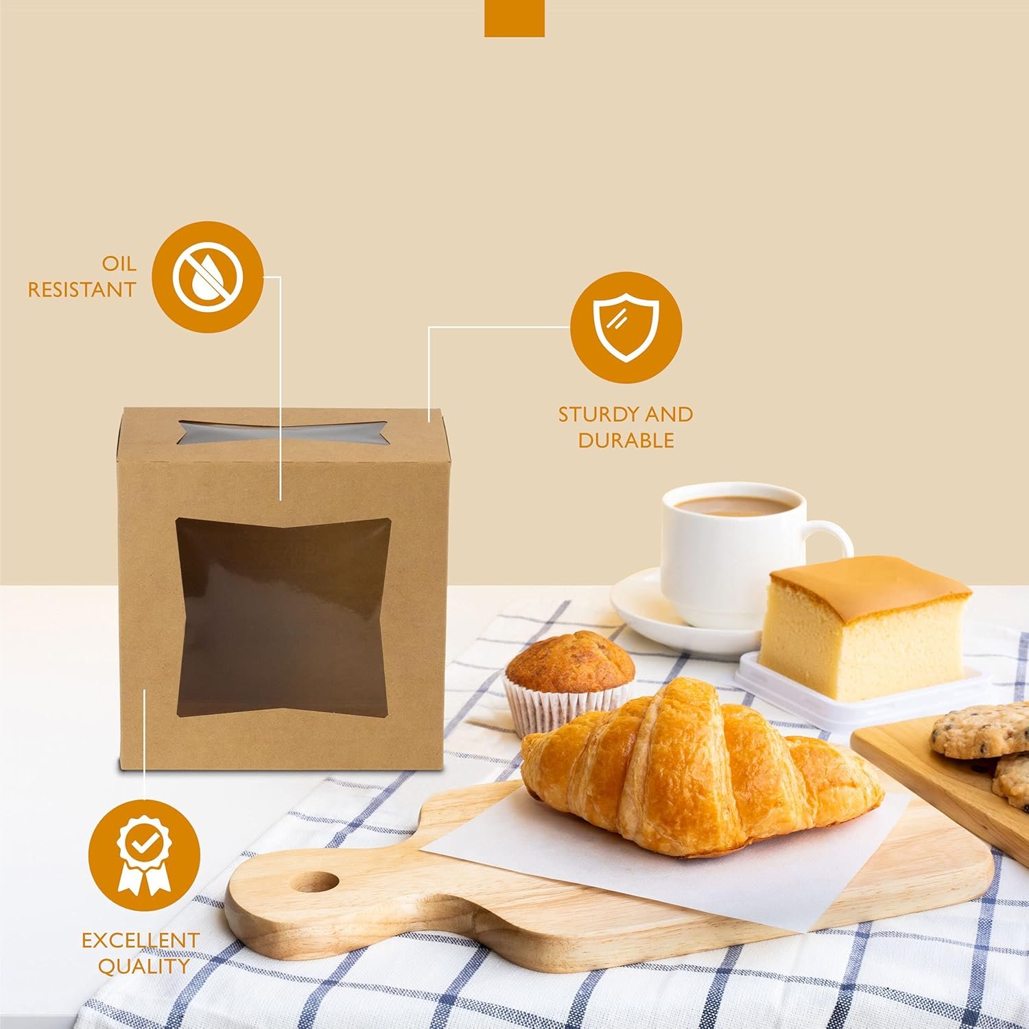 Großhandel 25er Packung Cakeboxen mit Fenster 8x8x4 Auto Pop-Up Bakery Behälter für Süßigkeiten, Kekse und Gebäck, Individuelles Logo für Ihre Eigenmarke, perfekte Verpackung für Geschenke und Transport zu Veranstaltungen wie Valentinstag und Weihnachten, OEM verfügbar.