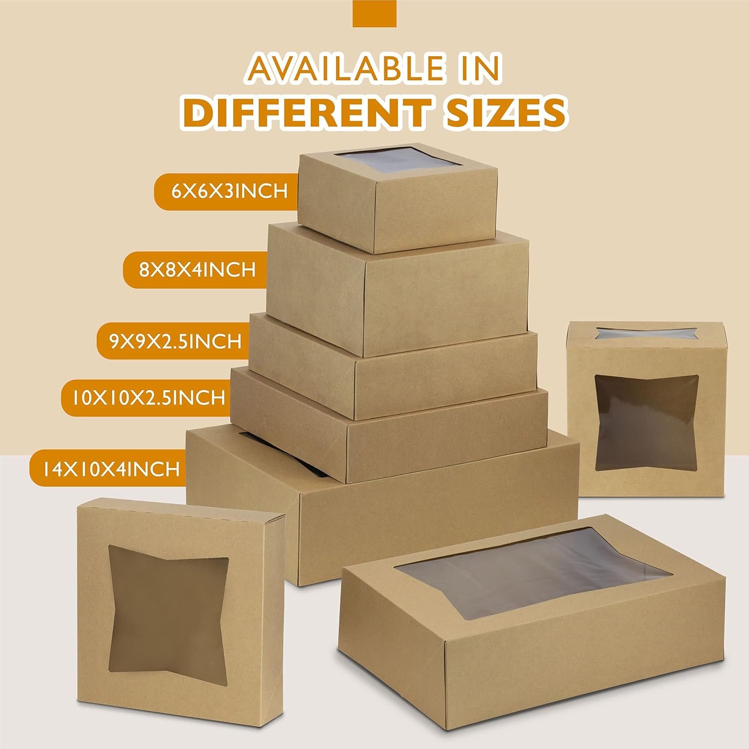 Großhandel 25er Packung Cakeboxen mit Fenster 8x8x4 Auto Pop-Up Bakery Behälter für Süßigkeiten, Kekse und Gebäck, Individuelles Logo für Ihre Eigenmarke, perfekte Verpackung für Geschenke und Transport zu Veranstaltungen wie Valentinstag und Weihnachten, OEM verfügbar.