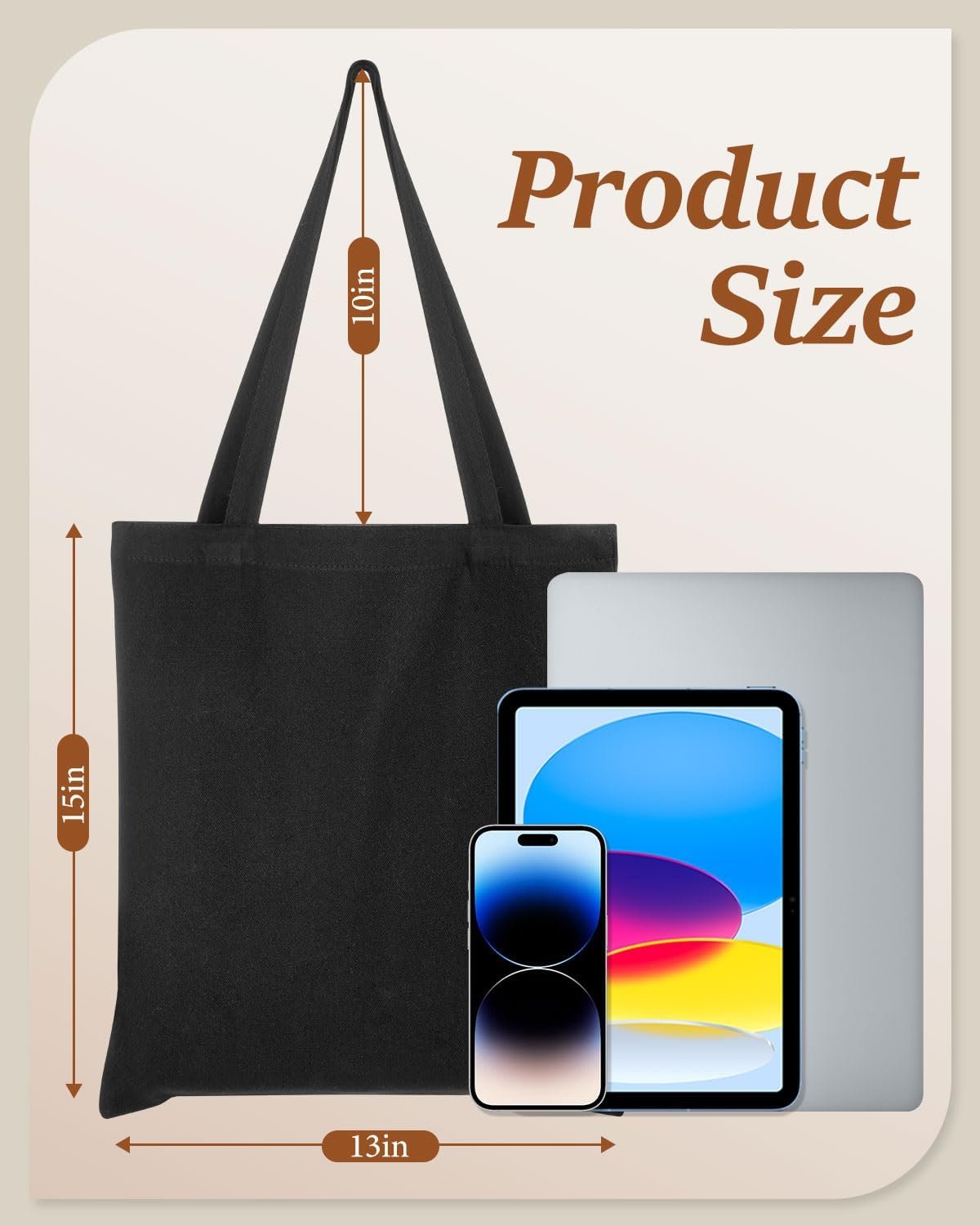 Großhandel 13x15 Zoll Canvas Tote Bags für DIY-Projekte, 10oz waschbares Material mit individuellem Logo für die Eigenmarke