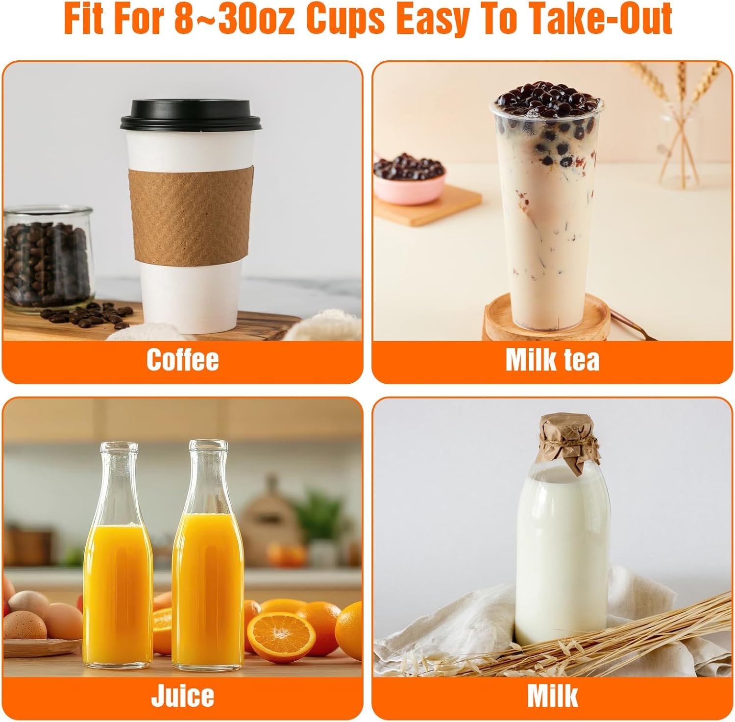 Großhandel 1000 PCS Getränketräger für die Lieferung, tragbare Kaffeebehälter mit Henkel, klarsichtige Kunststoffbeutel für Einzelbecher, OEM, 6