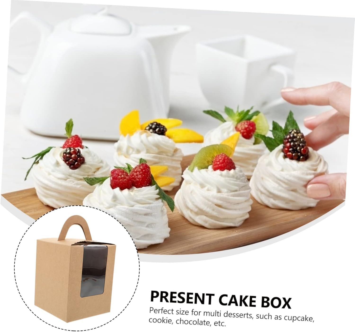 Großhandel 20 Stück Dessertboxen mit Deckel für Cupcakes und Muffins, individuell bedruckte Behälter vom Hersteller, ideal für Bulk-Bestellungen.