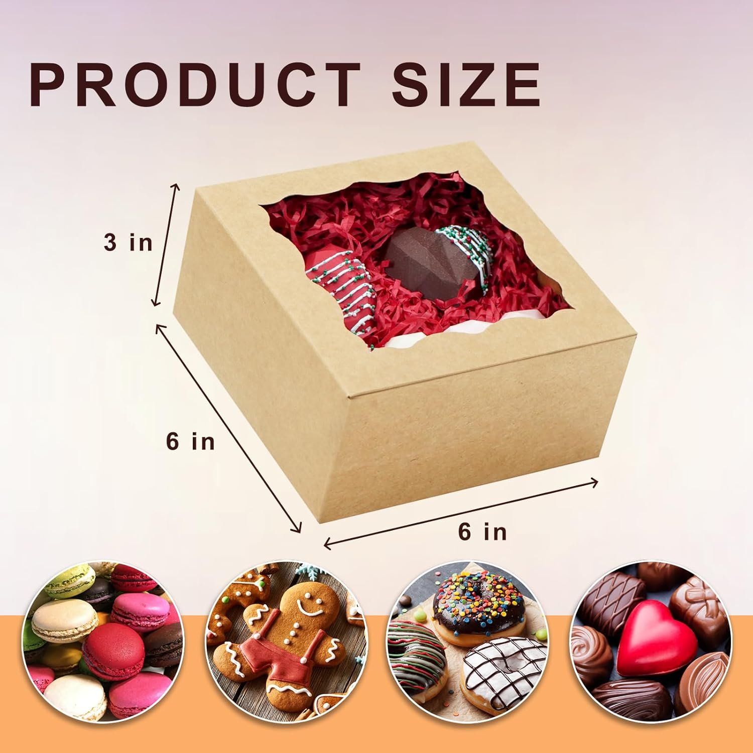 Großhandel 50 Pack Cookie Boxes 6x6x3 Zoll mit Fenster, ideal für Desserts, als Werbebox für individuelle Logos, produziert von einem erfahrenen Hersteller für Macarons und Mini-Kuchen. Großhandel 50 Pack Cookie Boxes 6x6x3 Zoll mit Fenster, ideal für Desserts, als Werbebox für individuelle Logos, produziert von einem erfahrenen Hersteller für Macarons und Mini-Kuchen.