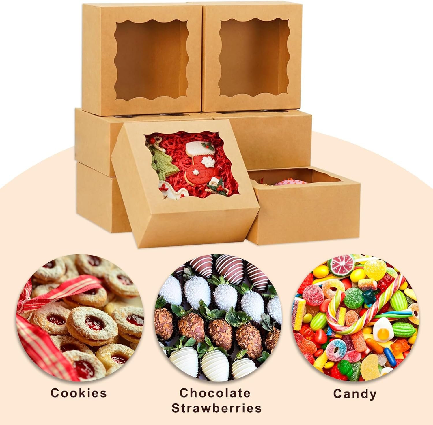 Großhandel 50 Pack Cookie Boxes 6x6x3 Zoll mit Fenster, ideal für Desserts, als Werbebox für individuelle Logos, produziert von einem erfahrenen Hersteller für Macarons und Mini-Kuchen. Großhandel 50 Pack Cookie Boxes 6x6x3 Zoll mit Fenster, ideal für Desserts, als Werbebox für individuelle Logos, produziert von einem erfahrenen Hersteller für Macarons und Mini-Kuchen.