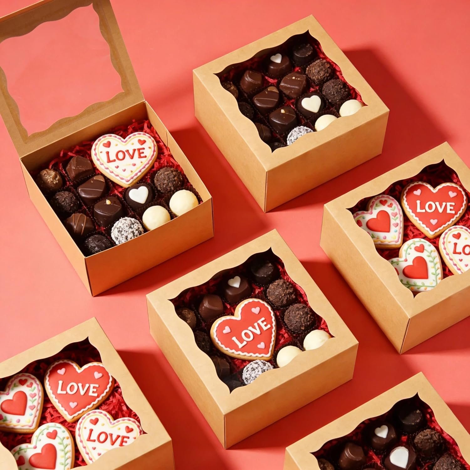 Großhandel 50 Pack Cookie Boxes 6x6x3 Zoll mit Fenster, ideal für Desserts, als Werbebox für individuelle Logos, produziert von einem erfahrenen Hersteller für Macarons und Mini-Kuchen. Großhandel 50 Pack Cookie Boxes 6x6x3 Zoll mit Fenster, ideal für Desserts, als Werbebox für individuelle Logos, produziert von einem erfahrenen Hersteller für Macarons und Mini-Kuchen.
