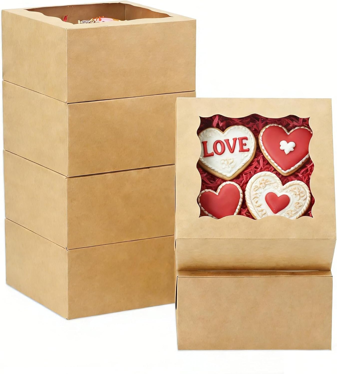 Großhandel 50 Pack Cookie Boxes 6x6x3 Zoll mit Fenster, ideal für Desserts, als Werbebox für individuelle Logos, produziert von einem erfahrenen Hersteller für Macarons und Mini-Kuchen.