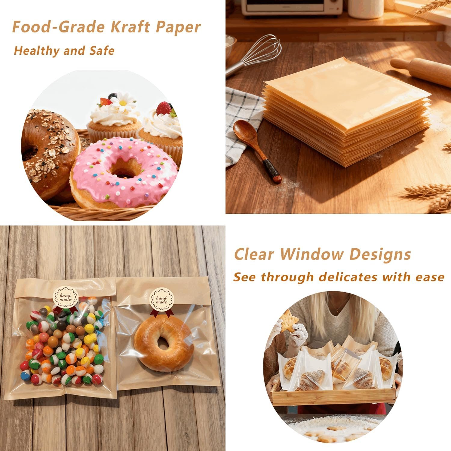 Großhandel Cookie Bags mit Fenster für Bäckereien, 100 Stück 7.1x7.5