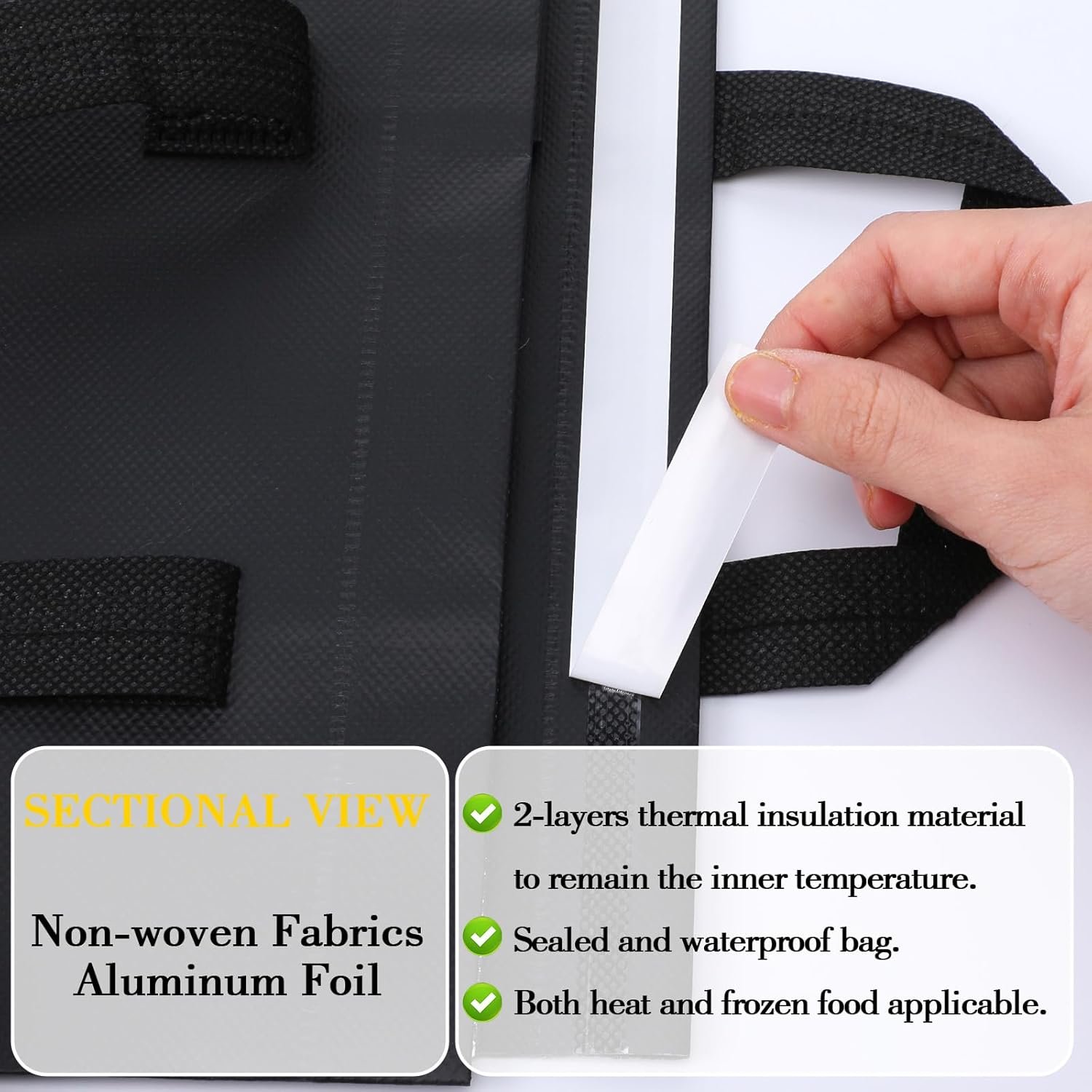 Großhandel 50 Stück isolierte Take-Away-Taschen, Thermoisolierte Lebensmittelbeutel für Kaffee, Milchtee und frische Meeresfrüchte, geeignet für Restaurant, Einzelhandel oder Picknick/BBQ, OEM verfügbar, Hersteller für warme und kalte Speisen.