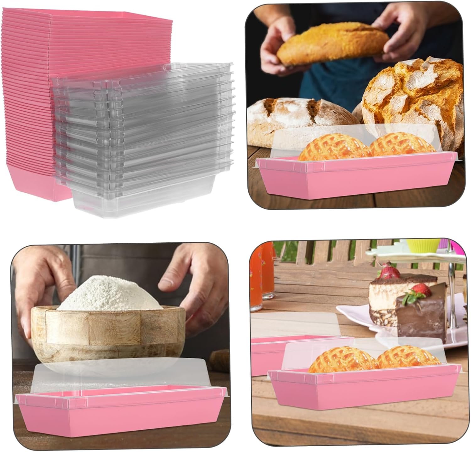 Großhandel 50 Stück rechteckige Deckel für Bäckereiboxen hitzebeständige Konditorei-Behälter für Sandwiches, Sushi und Desserts – Individuelles Logo für vielseitige Lebensmittelaufbewahrung bei Veranstaltungen und im Alltag – Hersteller für Großmenge-Bestellungen