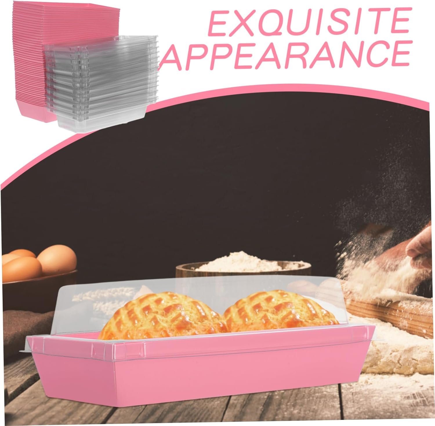 Großhandel 50 Stück rechteckige Deckel für Bäckereiboxen hitzebeständige Konditorei-Behälter für Sandwiches, Sushi und Desserts – Individuelles Logo für vielseitige Lebensmittelaufbewahrung bei Veranstaltungen und im Alltag – Hersteller für Großmenge-Bestellungen