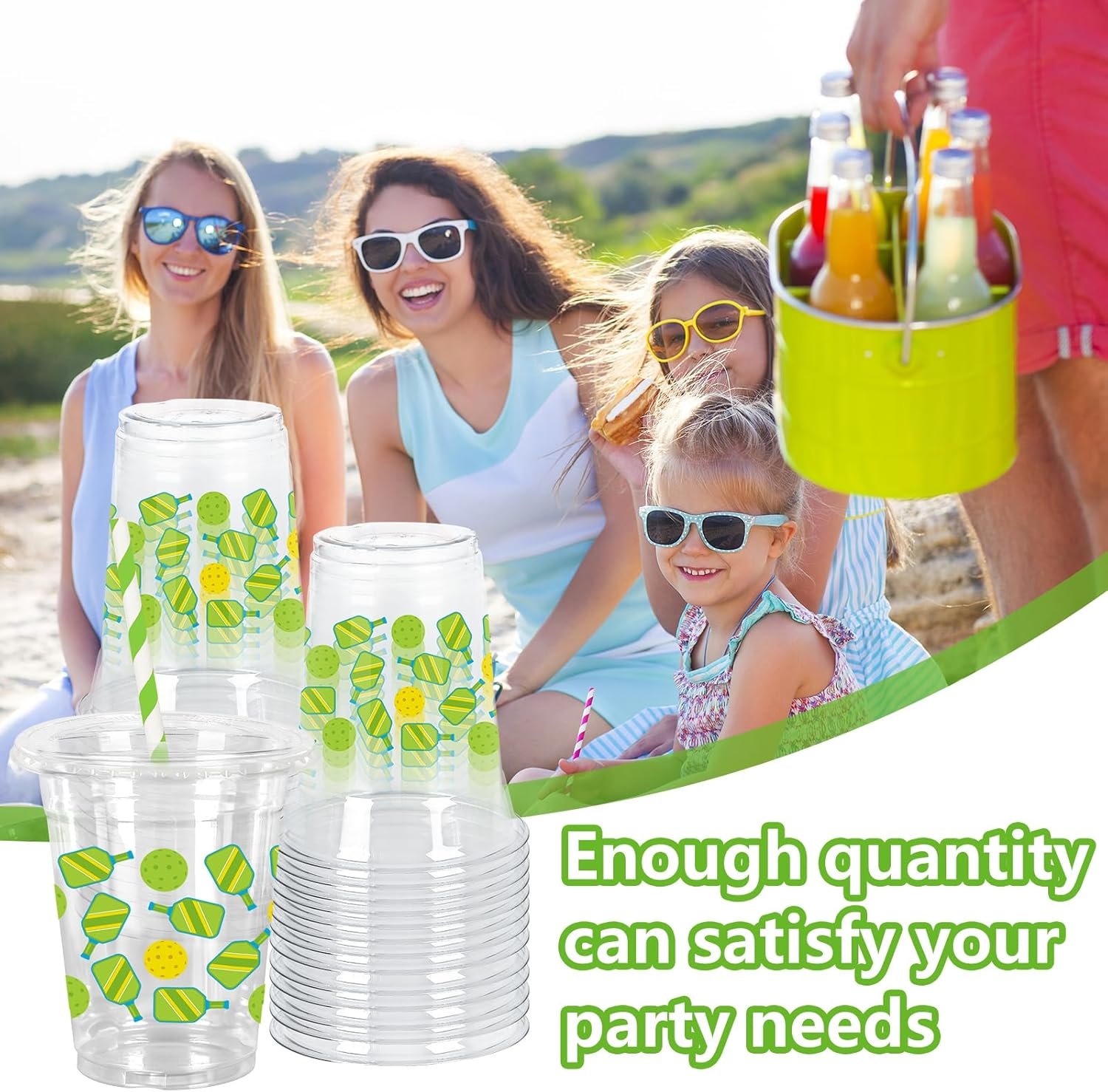 Großhandel 50 Stück 12Oz Kunststoffbecher für Pickleball mit Deckel und Strohhalmen, klare Einwegtrinkbecher für Sportmottogeburtstags- und Babypartybedarf, individuelles Logo willkommen bei unserem Hersteller