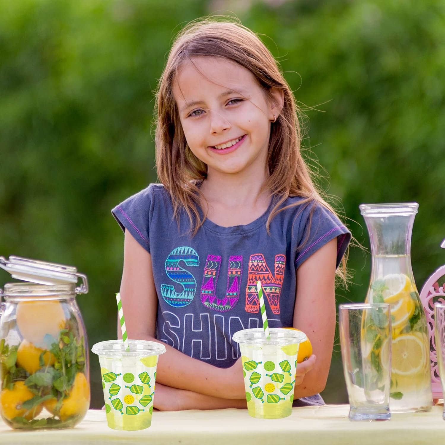 Großhandel 50 Stück 12Oz Kunststoffbecher für Pickleball mit Deckel und Strohhalmen, klare Einwegtrinkbecher für Sportmottogeburtstags- und Babypartybedarf, individuelles Logo willkommen bei unserem Hersteller