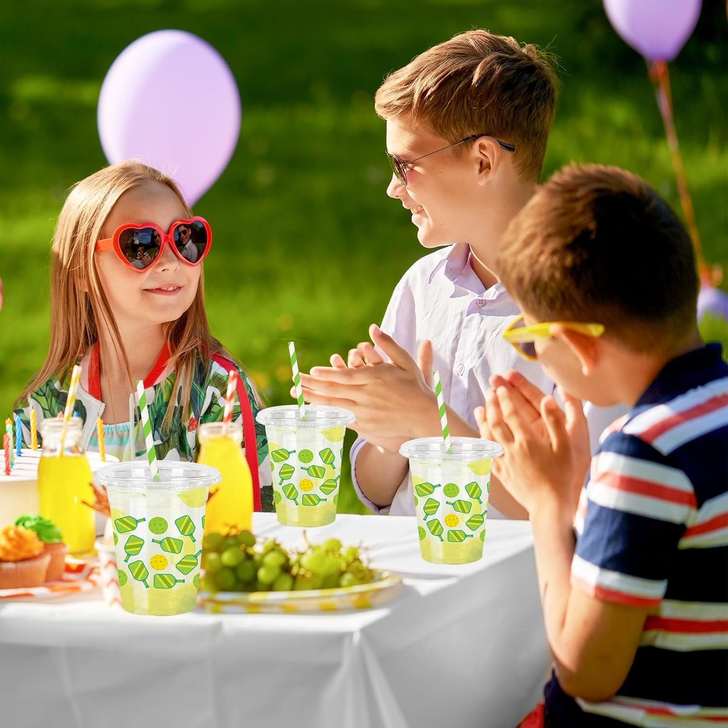 Großhandel 50 Stück 12Oz Kunststoffbecher für Pickleball mit Deckel und Strohhalmen, klare Einwegtrinkbecher für Sportmottogeburtstags- und Babypartybedarf, individuelles Logo willkommen bei unserem Hersteller