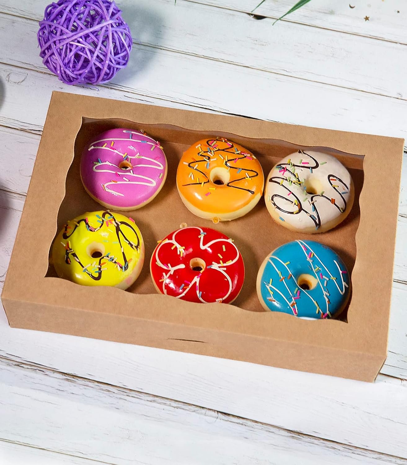 Großhandel Brown Pastry Box 14x10x3 Zoll, Auto-Pop-up Pappbox mit PVC-Fenster für Muffins, Donuts und Kekse, Individuelles Logo, Packung mit 15 Stück, Hersteller für Naturkarton Take-Out-Behälter