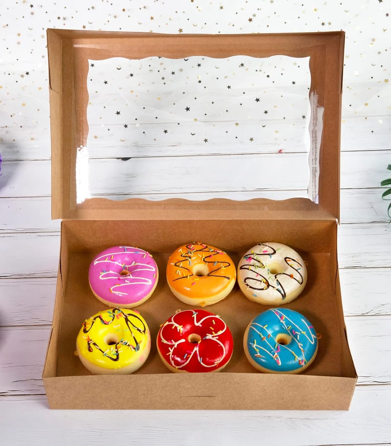 Großhandel Brown Pastry Box 14x10x3 Zoll, Auto-Pop-up Pappbox mit PVC-Fenster für Muffins, Donuts und Kekse, Individuelles Logo, Packung mit 15 Stück, Hersteller für Naturkarton Take-Out-Behälter