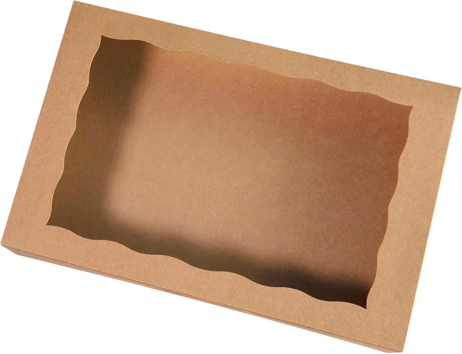 Großhandel Brown Pastry Box 14x10x3 Zoll, Auto-Pop-up Pappbox mit PVC-Fenster für Muffins, Donuts und Kekse, Individuelles Logo, Packung mit 15 Stück, Hersteller für Naturkarton Take-Out-Behälter