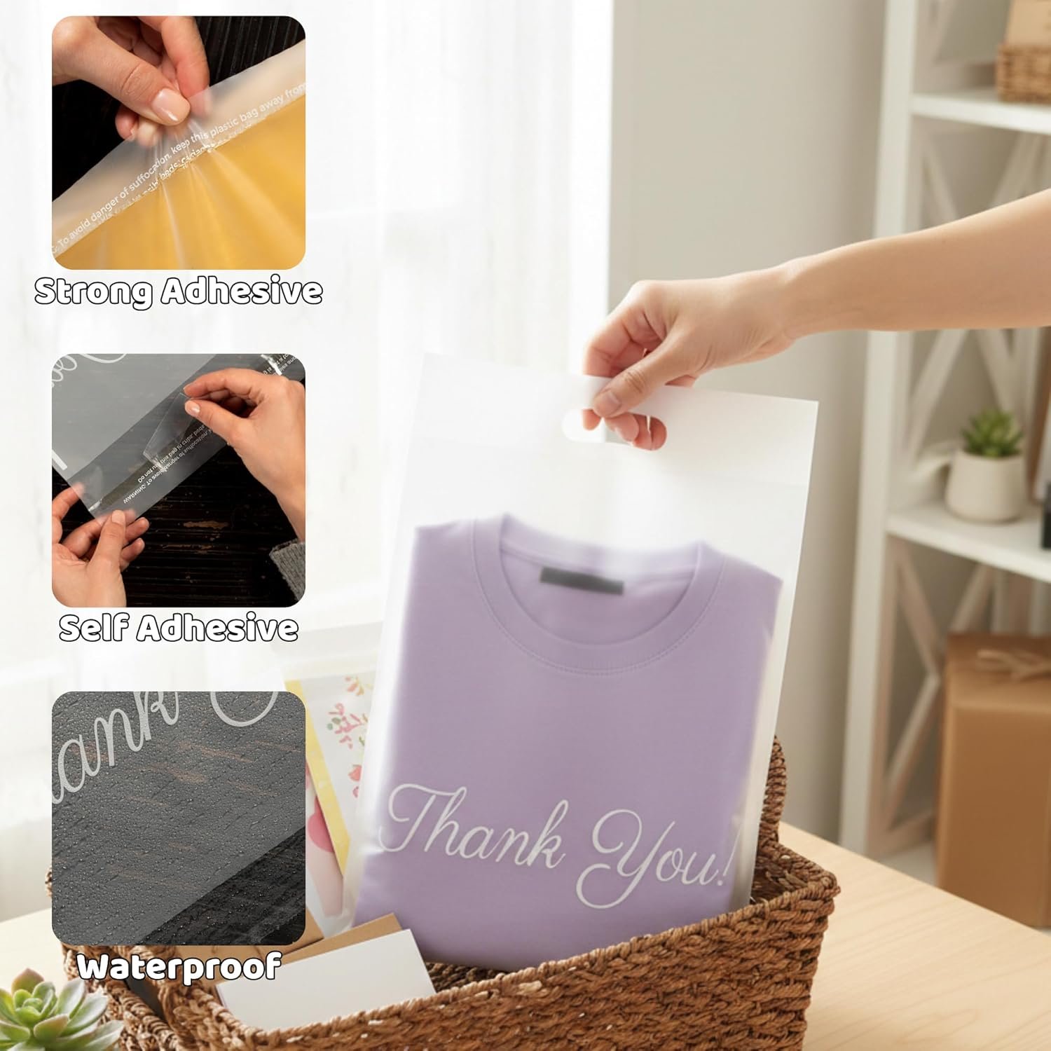 Großhandel Frosted T-Shirt Taschen 10x13, 100 Versandtaschen für Kleidung, Lieferant von Danke Poly Mailern, individuelle Logo Versandumschläge mit Griff