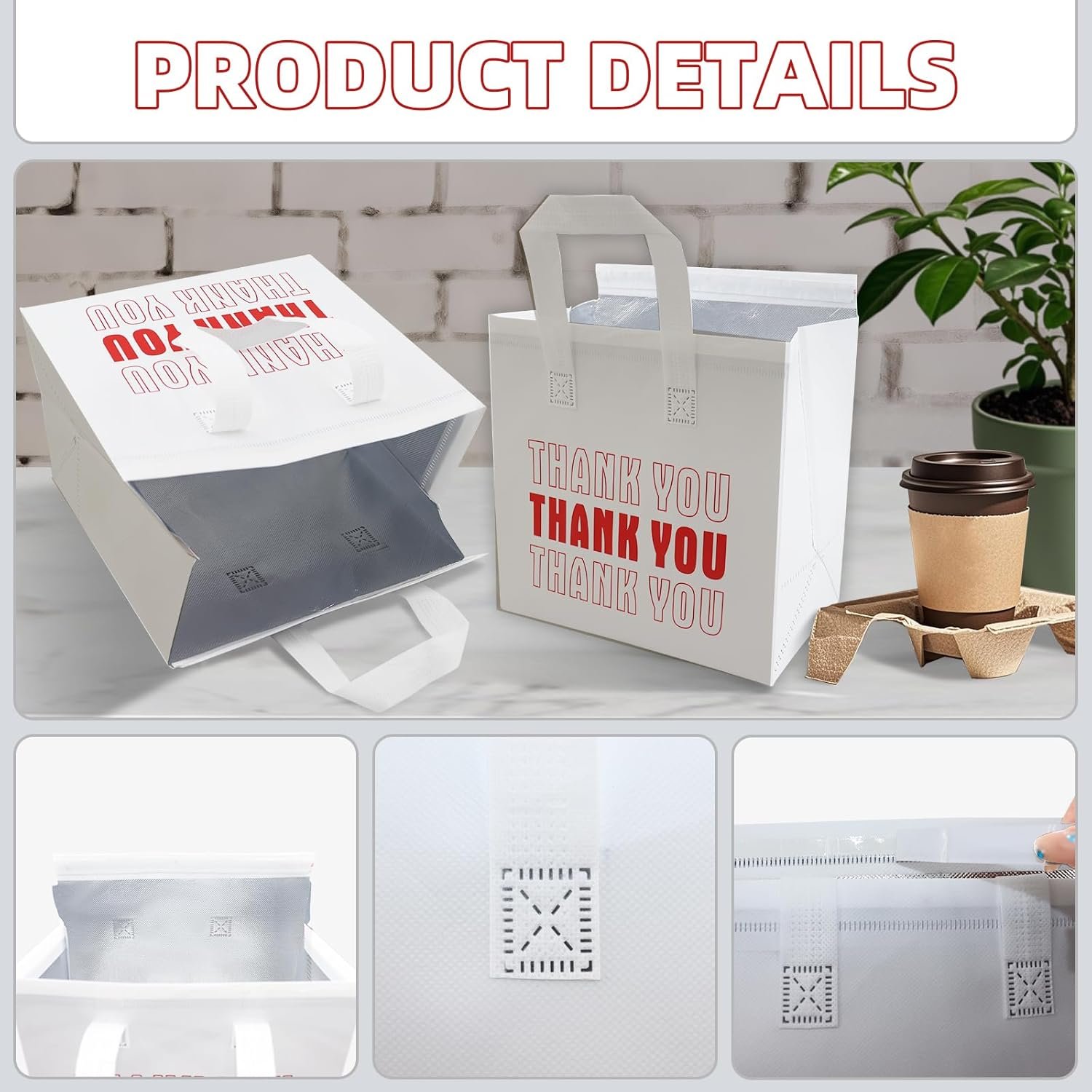 Großhandel 110 Stück isolierte Take-out-Taschen in Bulk 9,4 x 9,4 x 5,9 Zoll für Lebensmittel und Getränke wie Kaffee und Tee, individuell bedruckbar, hergestellt von einem zuverlässigen Lieferanten.