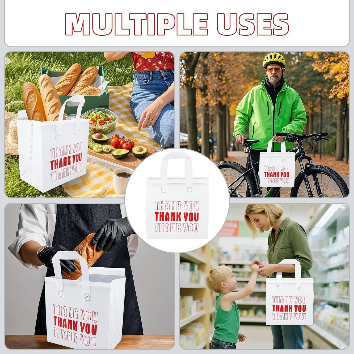 Großhandel 110 Stück isolierte Take-out-Taschen in Bulk 9,4 x 9,4 x 5,9 Zoll für Lebensmittel und Getränke wie Kaffee und Tee, individuell bedruckbar, hergestellt von einem zuverlässigen Lieferanten.