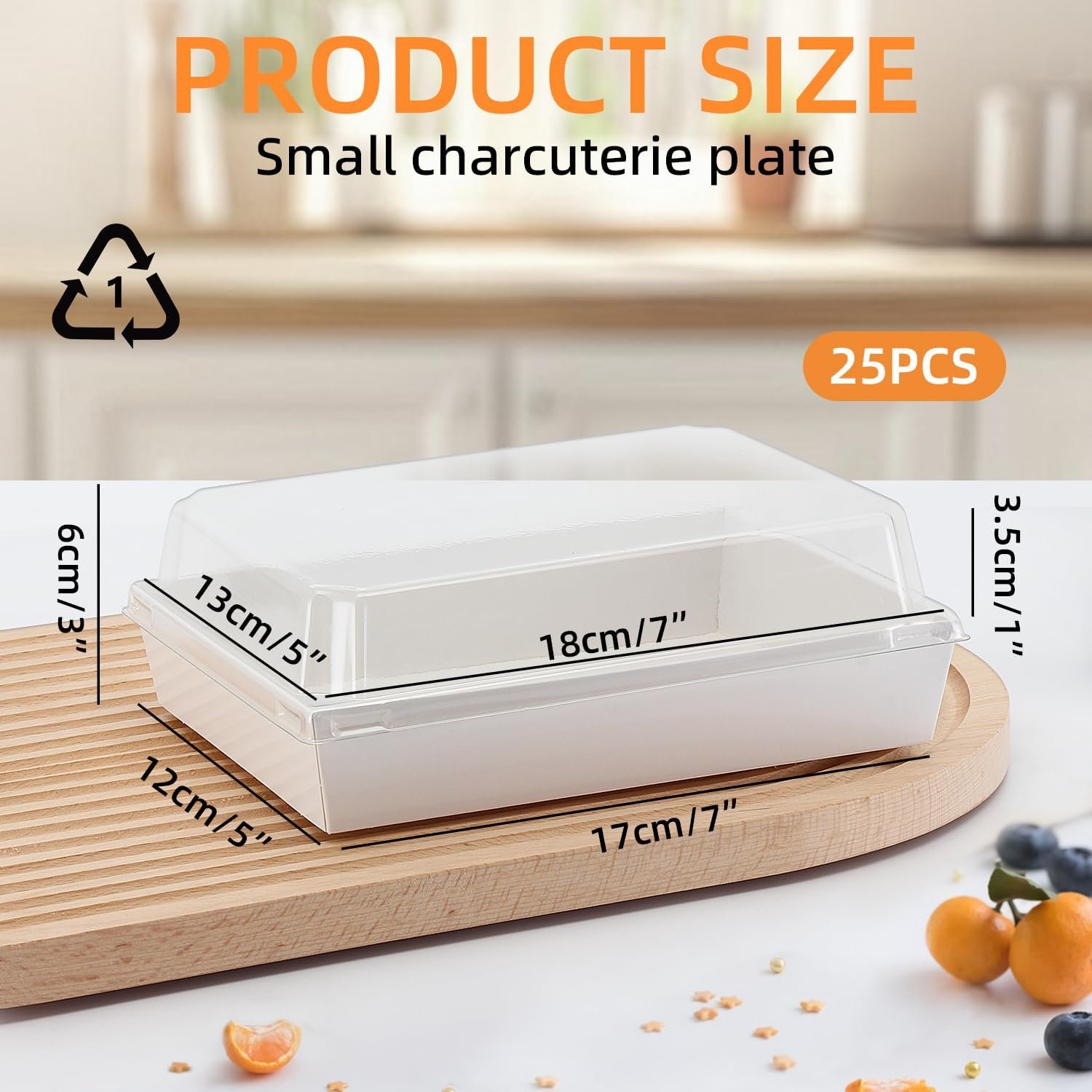 Großhandel 7x5x2,5 Charcuterie-Boxen mit klaren Lids, große Einweg-Backwaren-Behälter, OEM Backwaren zum Mitnehmen, to go Behälter für Schokolade, Sandwiches, Kekse, Cupcakes, Gebäck (25, weiß)