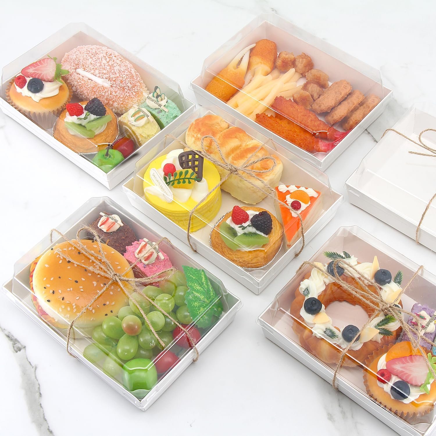 Großhandel 7x5x2,5 Charcuterie-Boxen mit klaren Lids, große Einweg-Backwaren-Behälter, OEM Backwaren zum Mitnehmen, to go Behälter für Schokolade, Sandwiches, Kekse, Cupcakes, Gebäck (25, weiß)