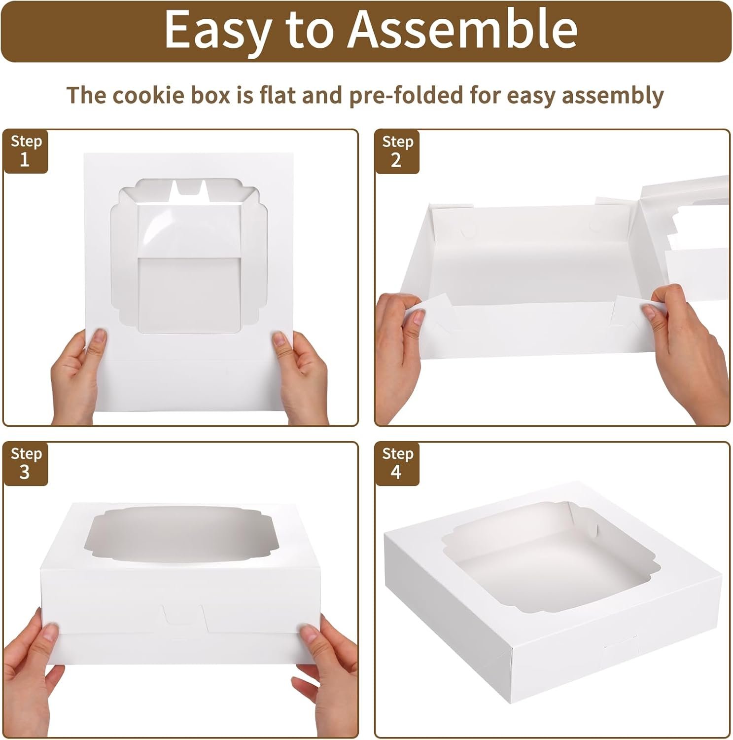 Großhandel 56er Set Tortenboxen 10x10x2,5 Zoll mit Fenster für Kekse, Gebäck, Torten, Muffins und Donuts, Individuelles Logo, Hersteller für hochwertige Verpackungen.