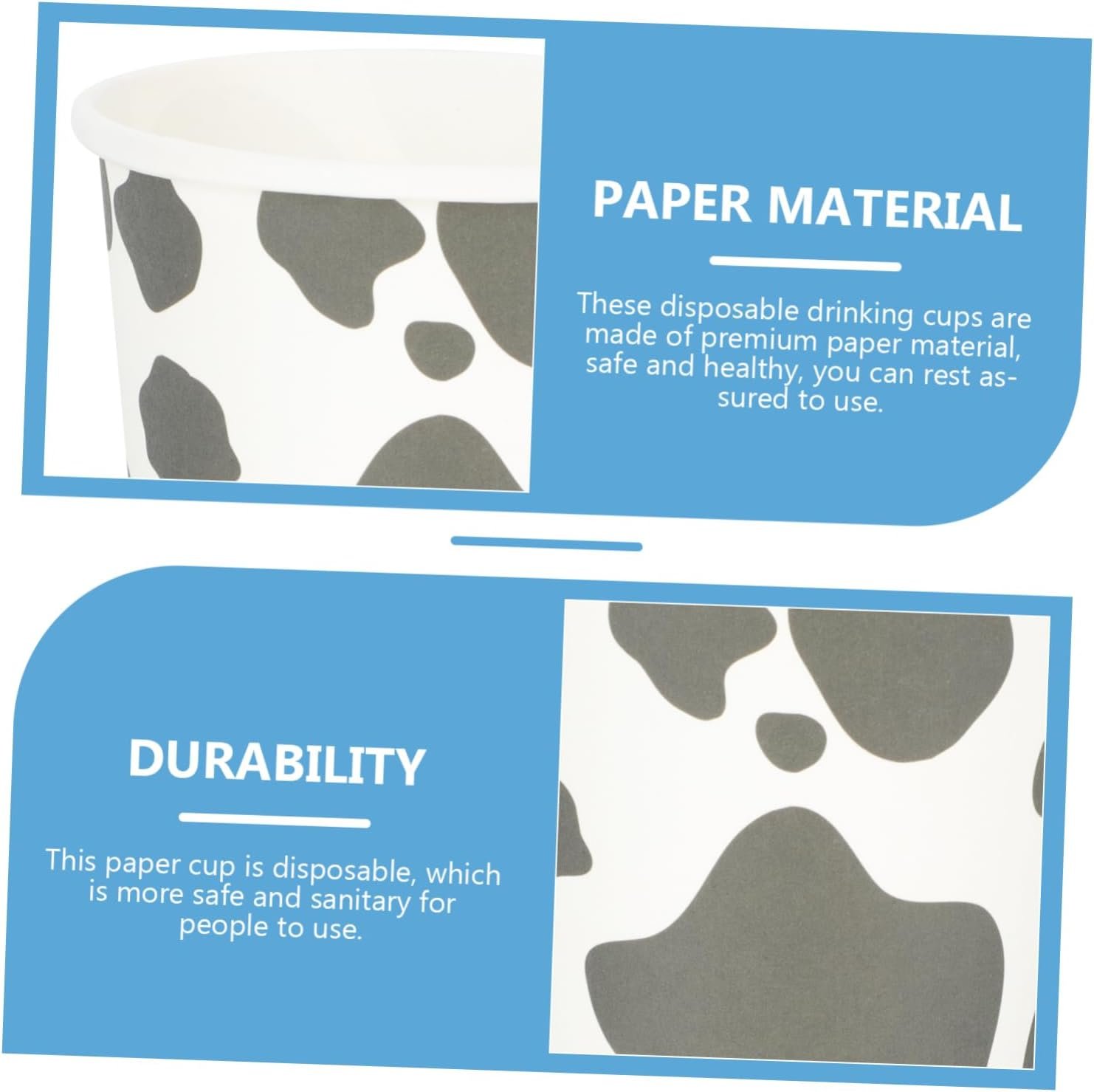 Großhandel 20 Stück Einwegbecher im Kuh-Motiv für Geburtstagsfeiern und Familienfeiern, Hersteller für individuelles Logo, leicht und bequem ohne Reinigung erforderlich. OEM verfügbar.