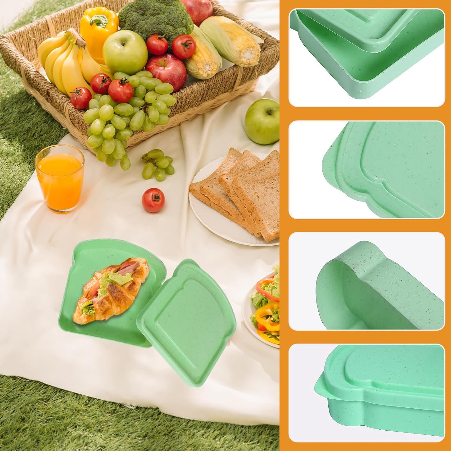 Großhandel 4 Stück Sandwichbehälter für die Lunchbox, 14 oz wiederverwendbare Lunchboxen mit Deckel, Hersteller von plastik Lebensmittellagern, mikrowellen- und spülmaschinenfest, Toastform Sandwichbrotbox für Familien, Büro, Camping OEM Großhandel 4 Stück Sandwichbehälter für die Lunchbox, 14 oz wiederverwendbare Lunchboxen mit Deckel, Hersteller von plastik Lebensmittellagern, mikrowellen- und spülmaschinenfest, Toastform Sandwichbrotbox für Familien, Büro, Camping OEM