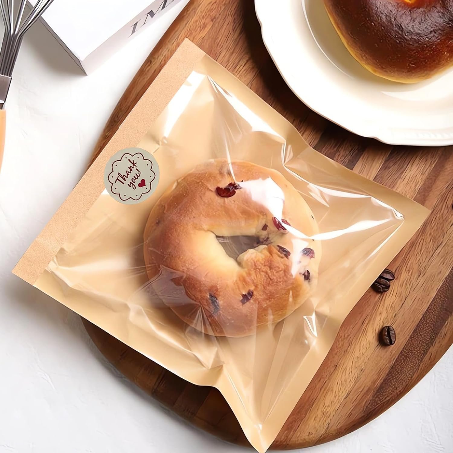 Großhandel 100 Stück Cookie-Tüten mit Fenster, 7,1x7,5 Zoll wärmesiegelbare Bäckereitaschen für Bagel, Sandwich, Torte, Gebäck, Donut, individuelles Logo, Hersteller, Bulk-Taschen