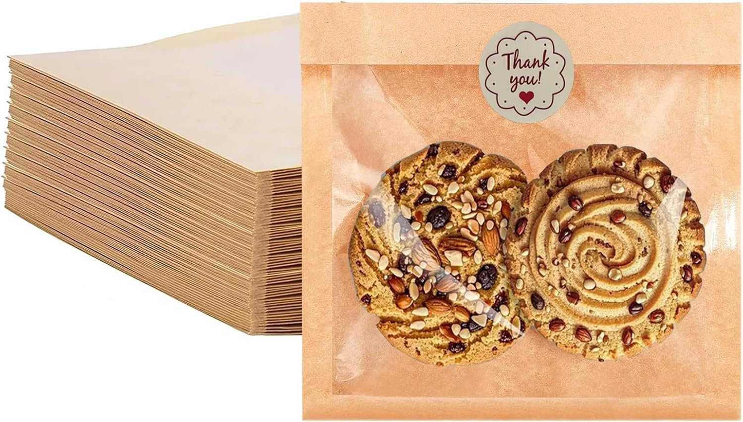 Großhandel 100 Stück Cookie-Tüten mit Fenster, 7,1x7,5 Zoll wärmesiegelbare Bäckereitaschen für Bagel, Sandwich, Torte, Gebäck, Donut, individuelles Logo, Hersteller, Bulk-Taschen