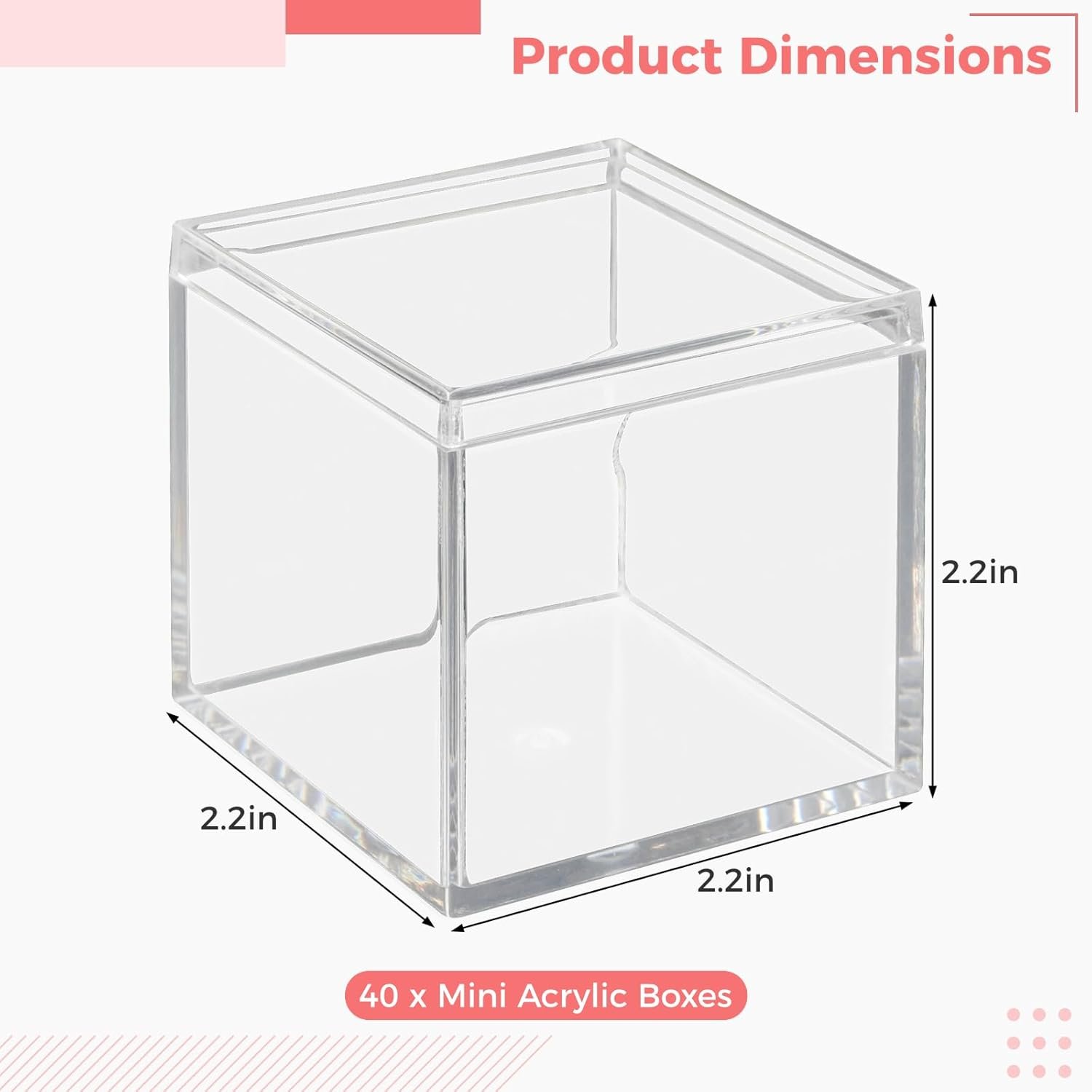 Großhandel 40 Stück Acrylboxen - Klare kleine quadratische Displayboxen, 2,2 x 2,2 x 2,2 in, mit Deckeln für Süßigkeiten, Pillen, Ohrringe, Schmuck, winzige Perlen, Individuelles Logo Großhandel 40 Stück Acrylboxen - Klare kleine quadratische Displayboxen, 2,2 x 2,2 x 2,2 in, mit Deckeln für Süßigkeiten, Pillen, Ohrringe, Schmuck, winzige Perlen, Individuelles Logo