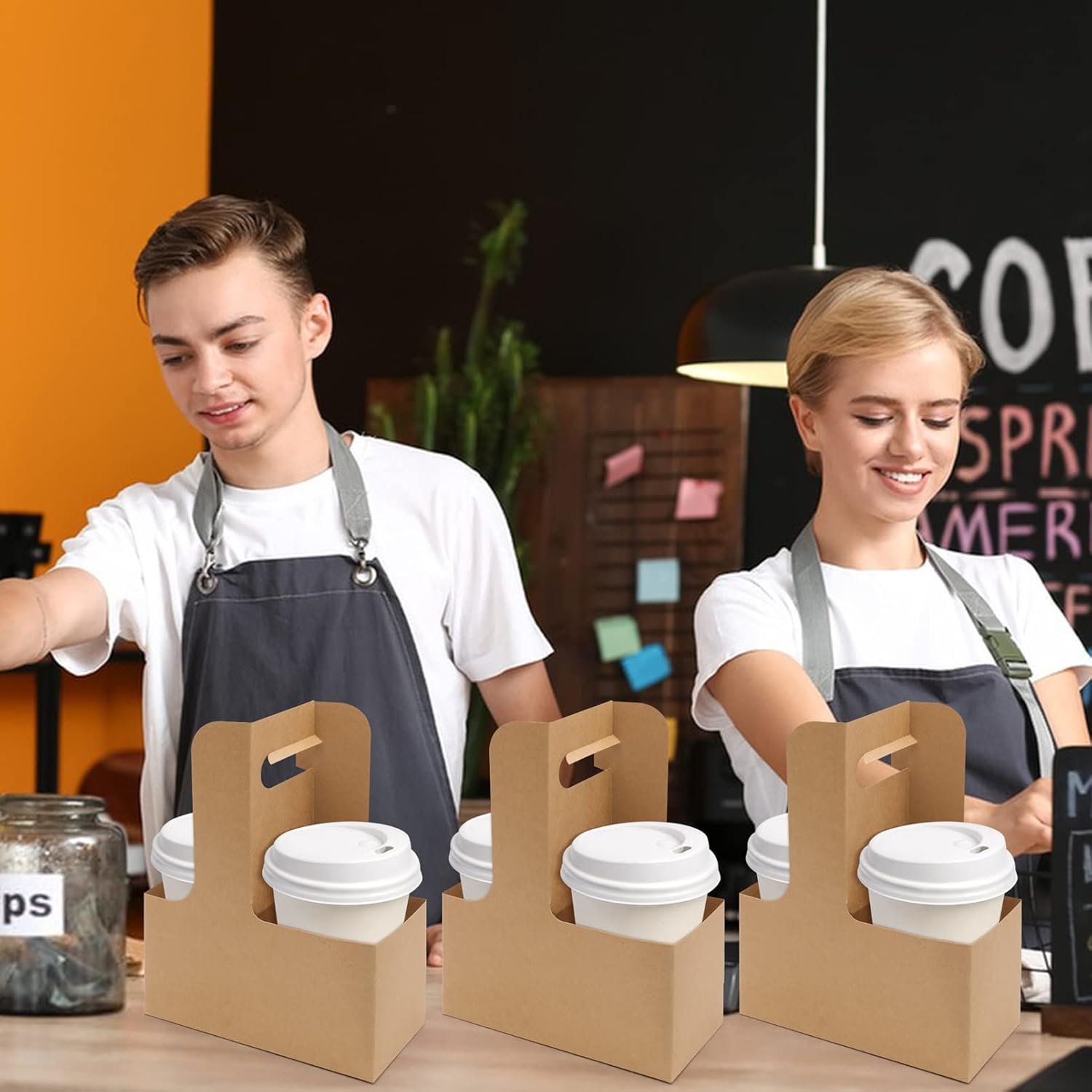 Großhandel 25 Stück Getränketräger mit Griff - 2-Becher Kapazität Pappbecherhalter, individuell gestaltetes Logo für To-Go Getränke- und Essenslieferungen von zuverlässigen Lieferanten.