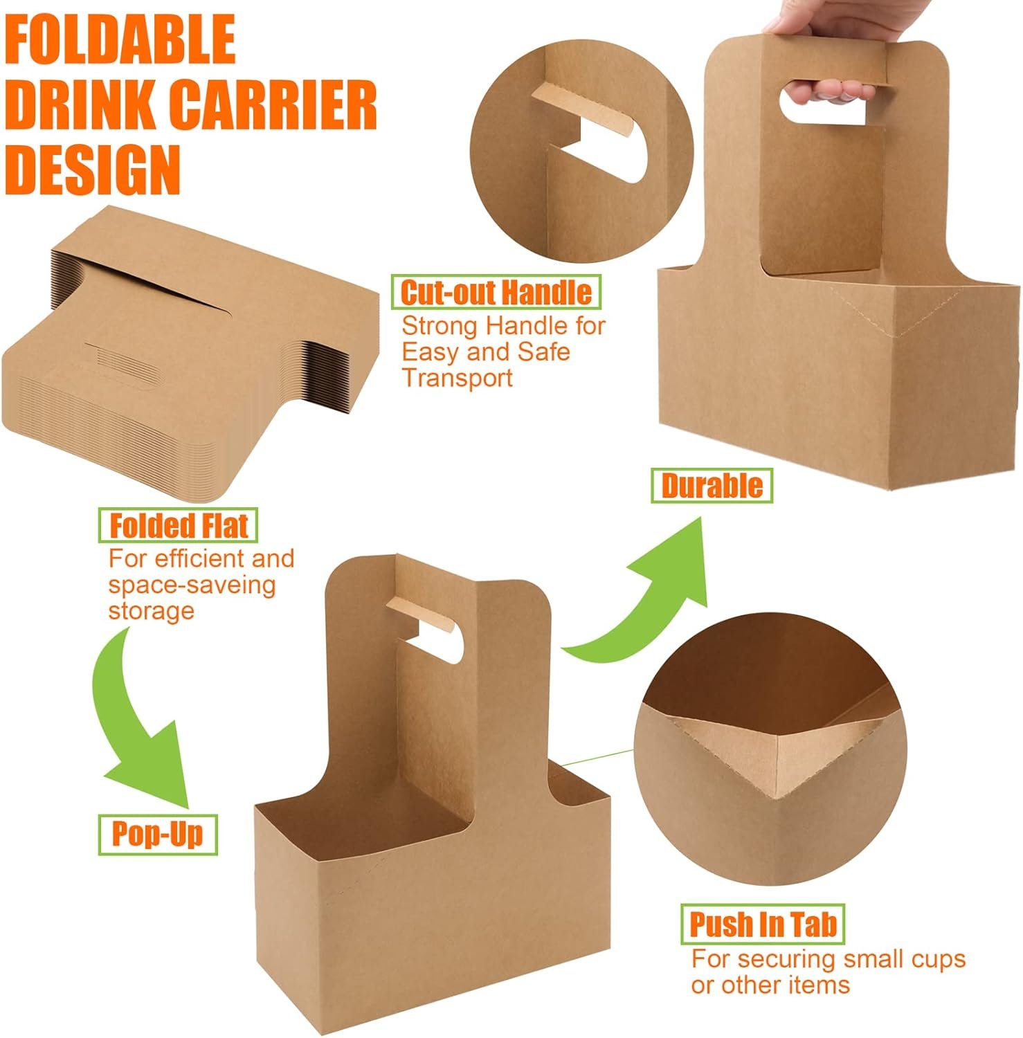 Großhandel 25 Stück Getränketräger mit Griff - 2-Becher Kapazität Pappbecherhalter, individuell gestaltetes Logo für To-Go Getränke- und Essenslieferungen von zuverlässigen Lieferanten.