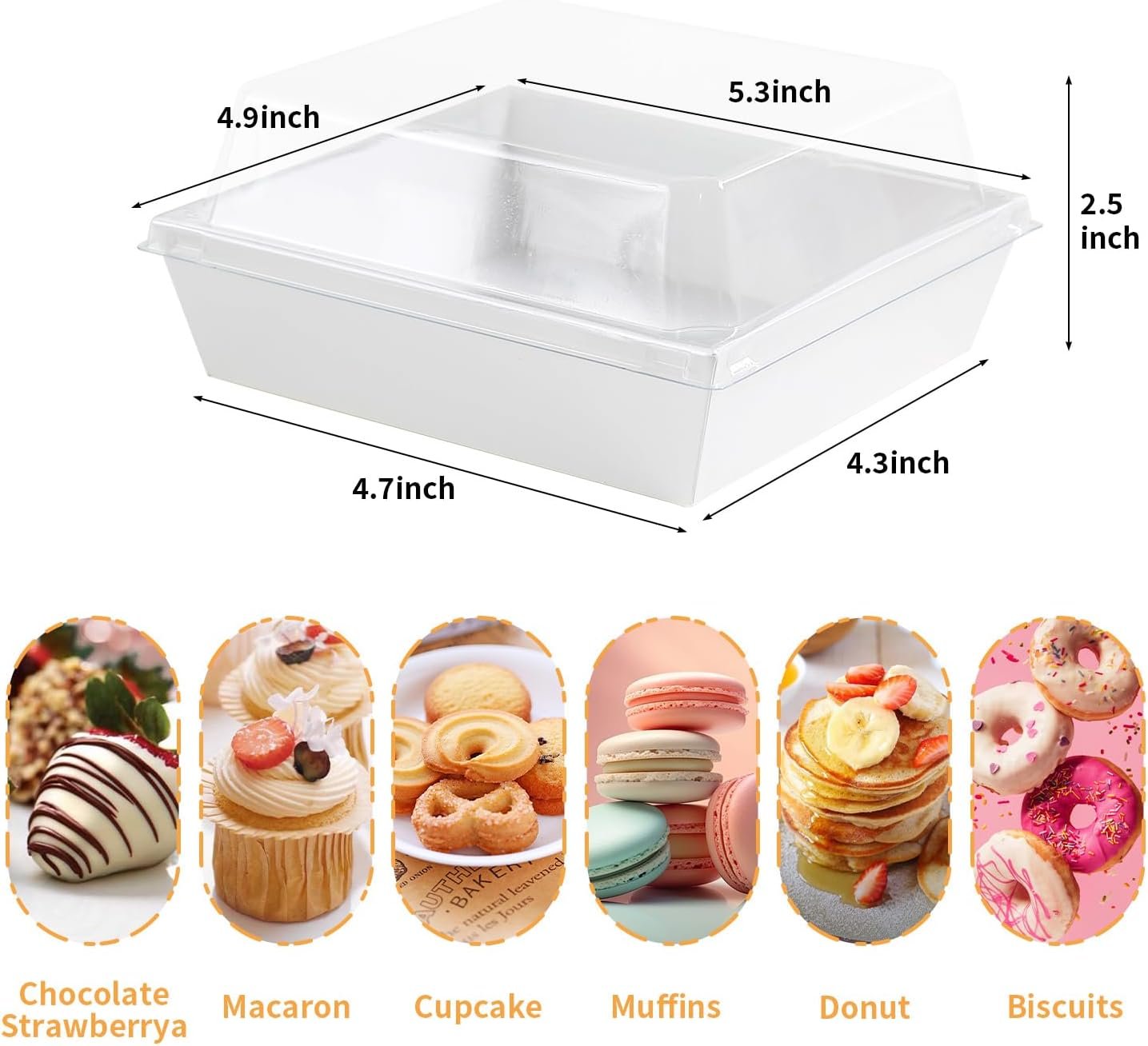 Großhandel 100 Pack kleine Charcuterie Boxen mit klarem Deckel, 5 Zoll Cookie Boxen für Sandwich, Sushi, Backwaren, Dessert, Kuchenstück, Erdbeeren - Individuelles Logo, Hersteller, Bulk