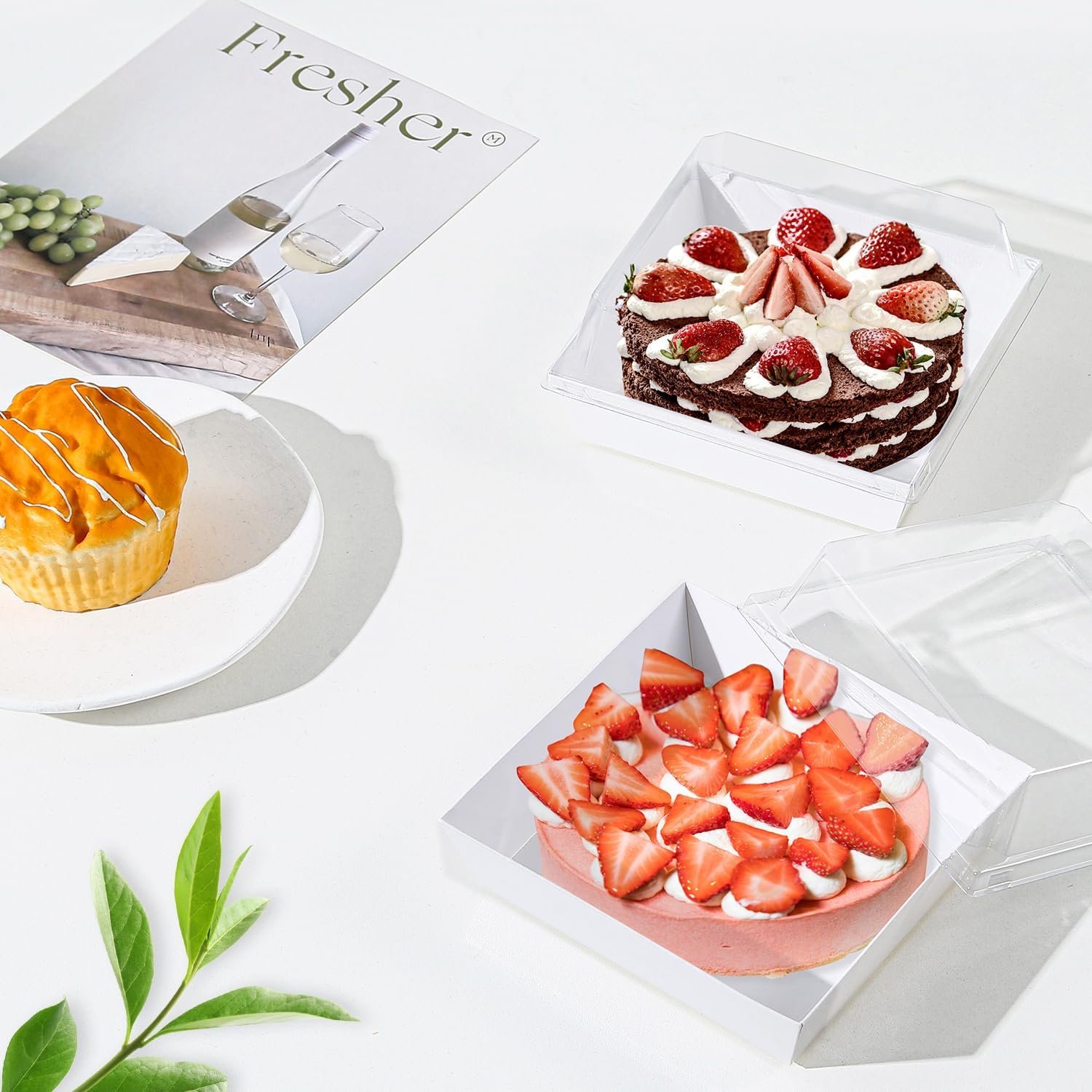 Großhandel 100 Pack kleine Charcuterie Boxen mit klarem Deckel, 5 Zoll Cookie Boxen für Sandwich, Sushi, Backwaren, Dessert, Kuchenstück, Erdbeeren - Individuelles Logo, Hersteller, Bulk